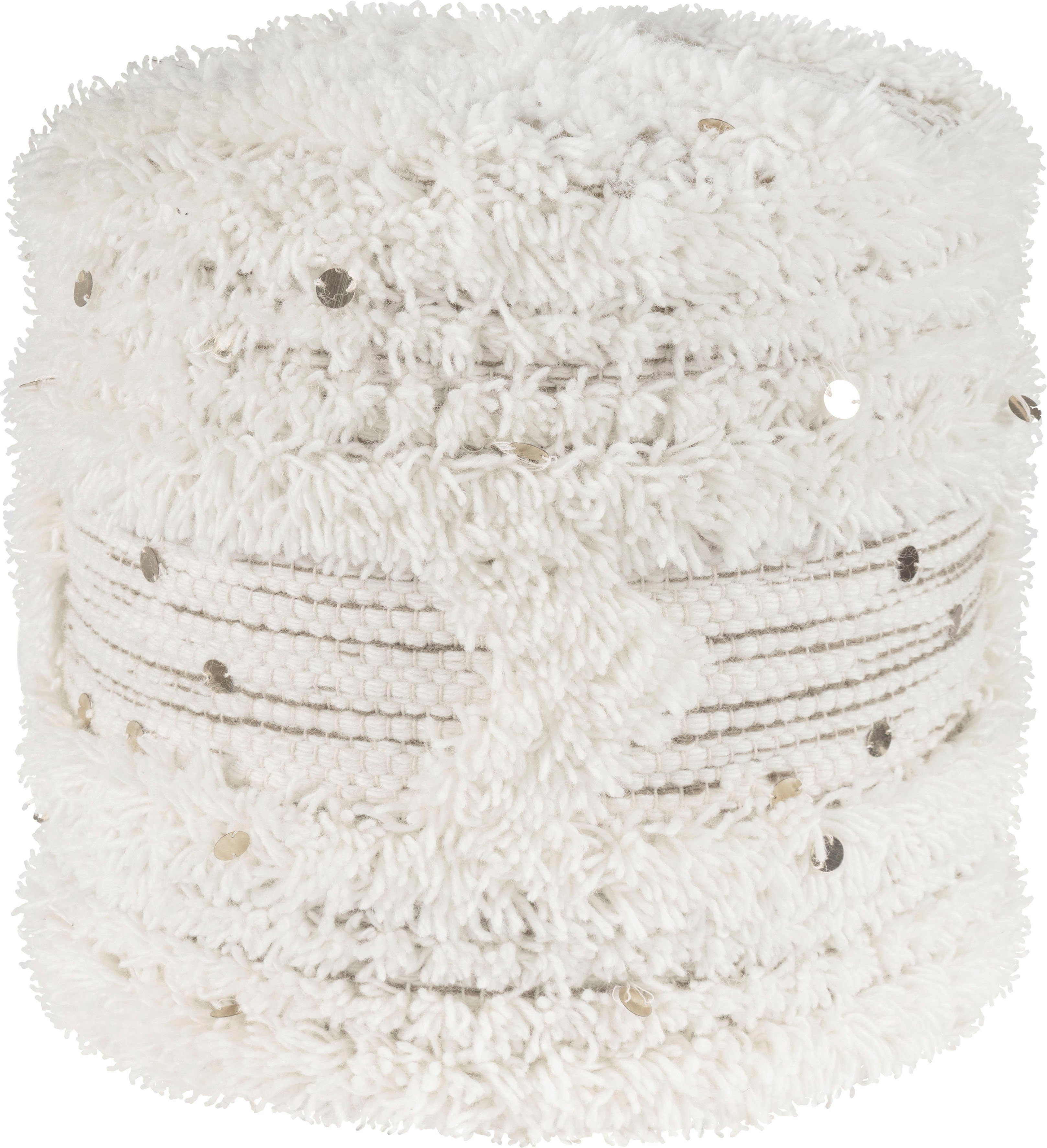 Pouf Bohist 425 35cm x 35cm, Strukturen mit Fransen und Quasten