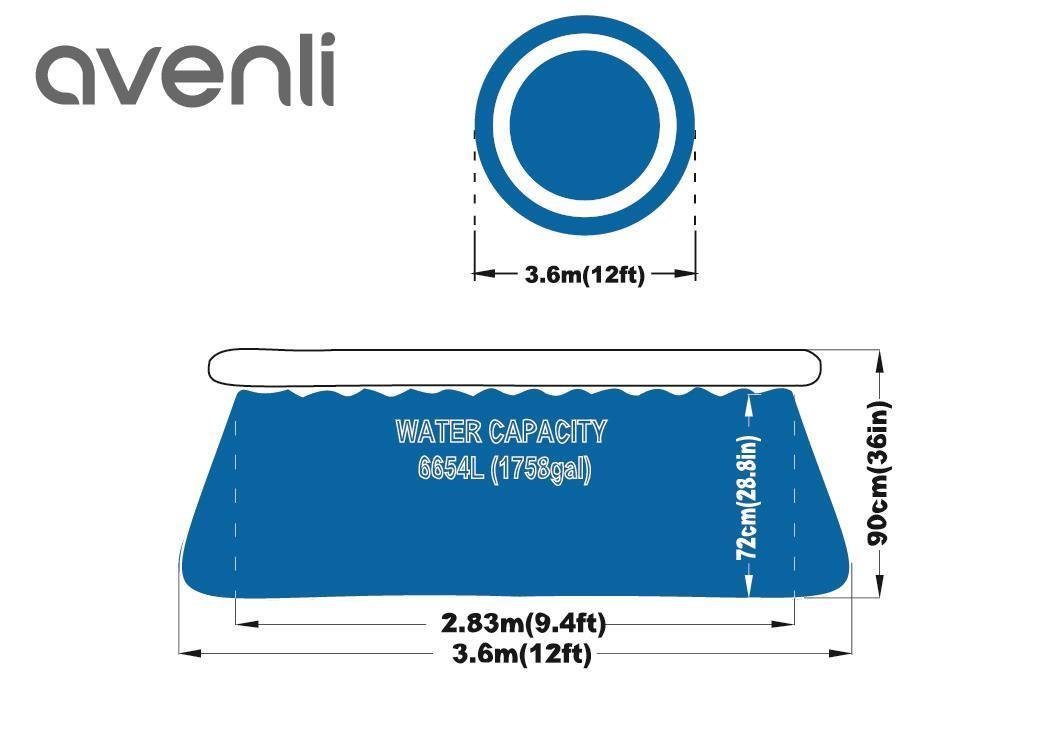 Avenli Quick-Up Pool Prompt Set Pool Ø 366 x 91 cm (Aufstellpool mit aufblasbarem Ring, Gartenpool ohne Pumpe), Swimmingpool auch als Ersatzpool geeignet