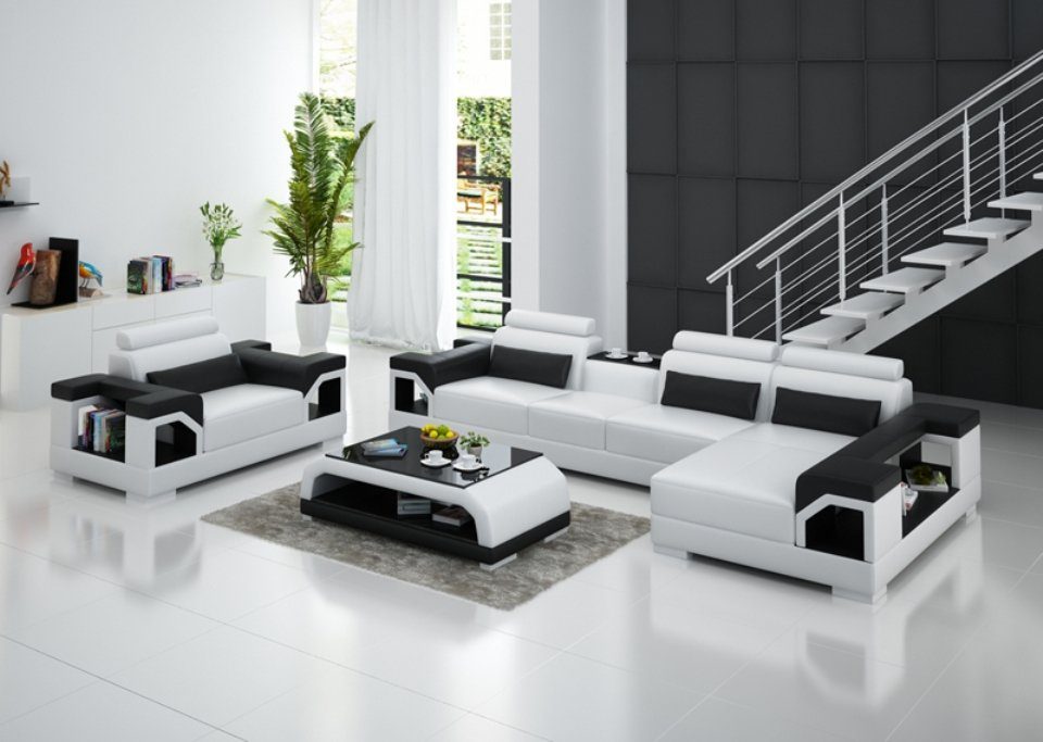 Sessel Ecksofa, Modern Garnitur Couch Ecksofa Wohnlandschaft JVmoebel Design Ledersofa