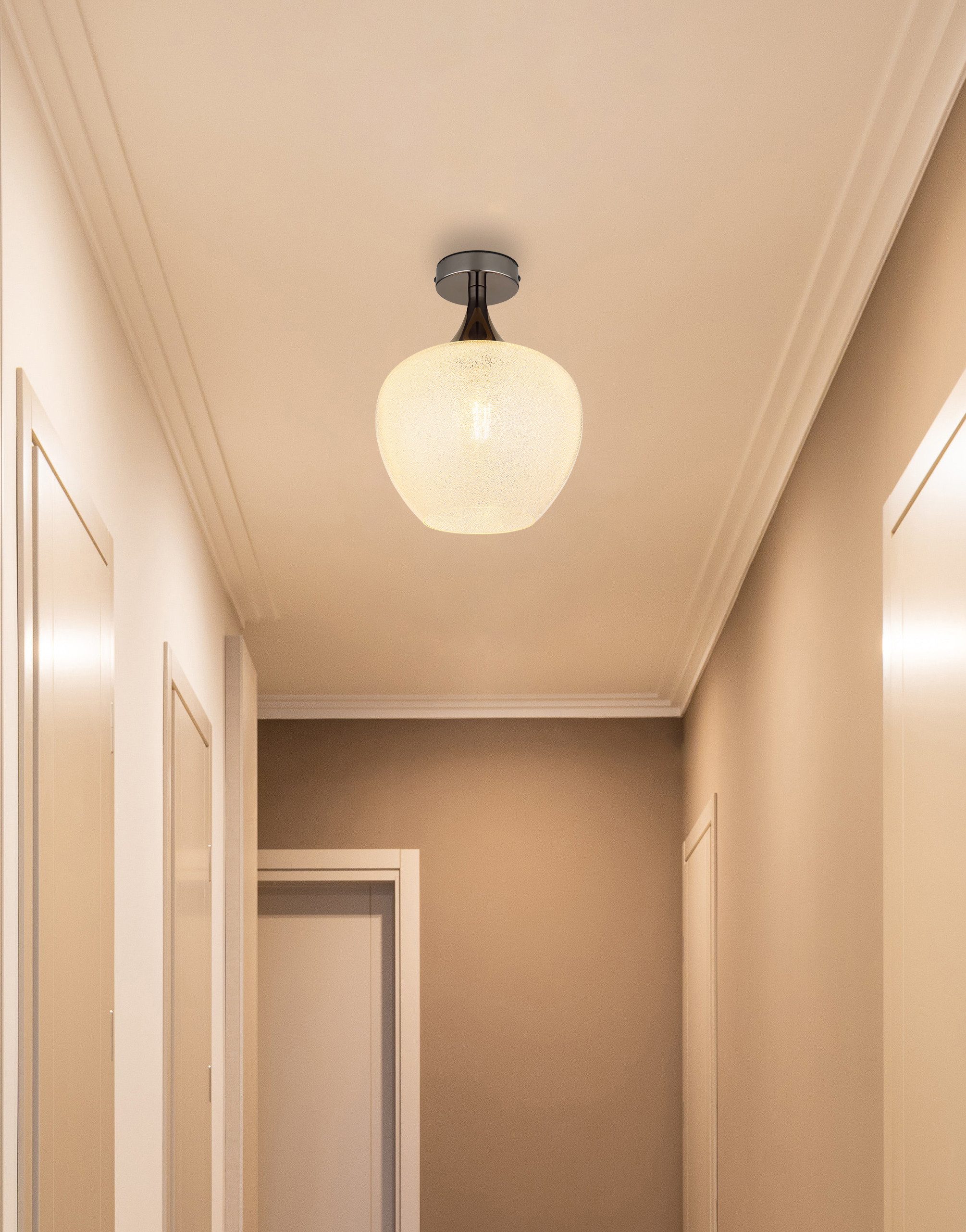 GLOBO LIGHTING Deckenleuchte MAXY, ohne Leuchtmittel, Deckenlampe/schwarz-chrom/Glas klar/Acrylkristalle