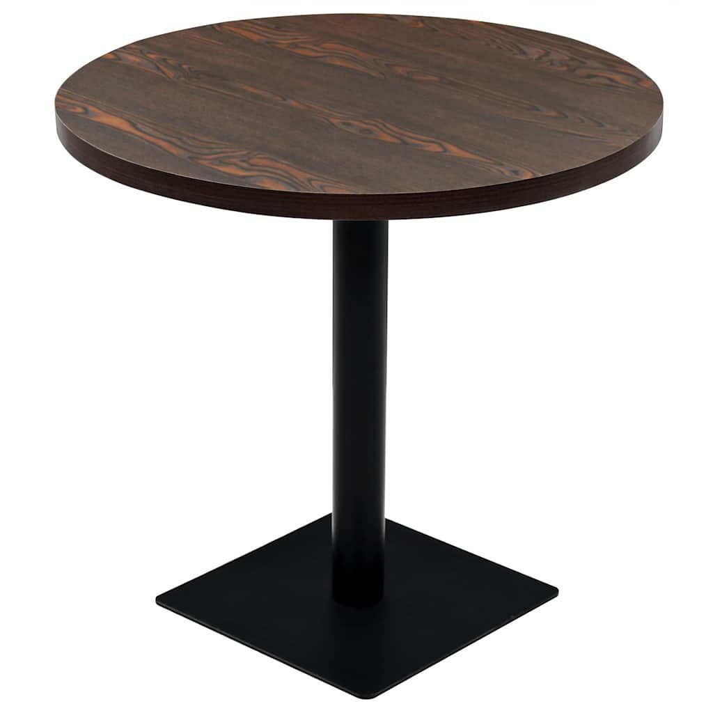 vidaXL Esstisch Bistrotisch MDF und Stahl Rund 80×75 cm Dunkle Esche (1-St), Bistrotisch MDF Stahl Rund 80x75cm Dunkle Esche Stehtisch Bartisch