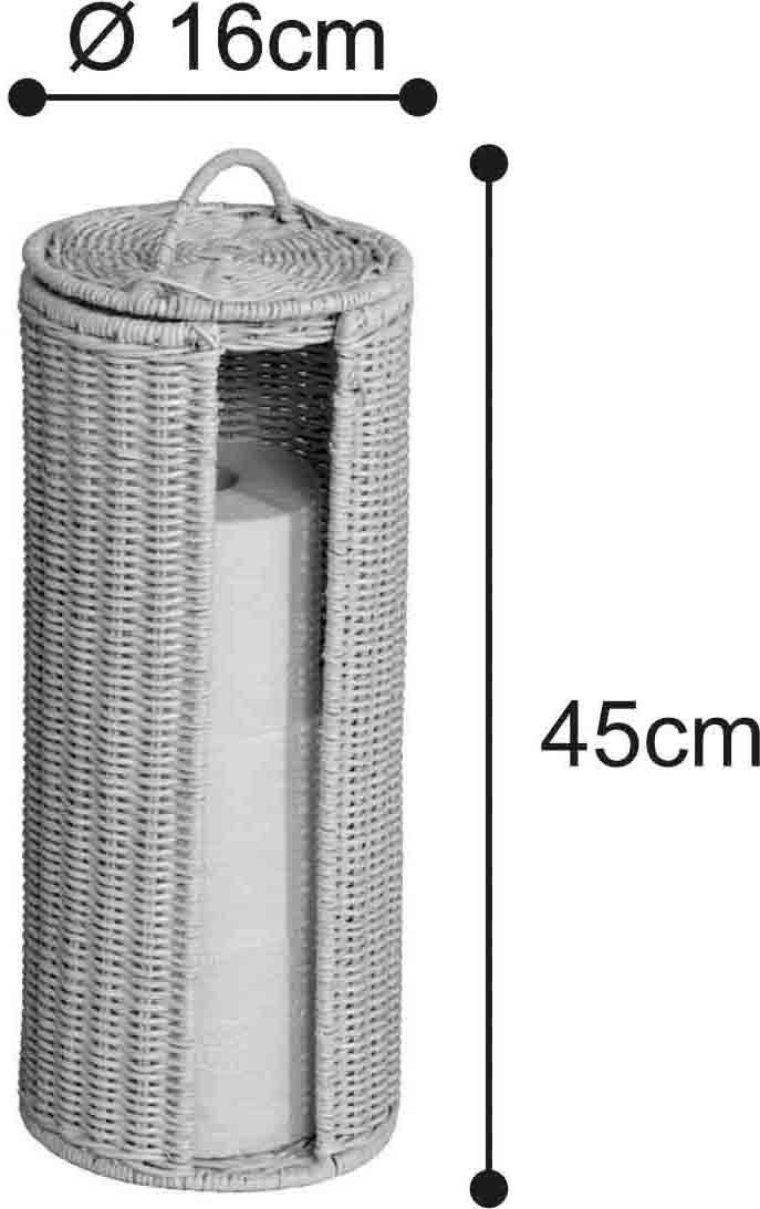 Krines Home Toiletten-Ersatzrollenhalter WC Rollenhalter Ersatzrollenhalter Rattan Toilettenpapierhalter, mit Deckel – Bild 2 von 2