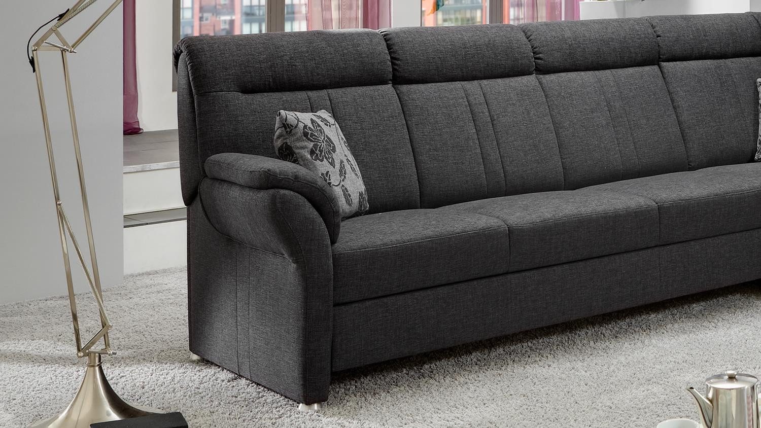 POLIPOL Ecksofa Ecksofa Macao Stoff anthrazit mit Federkern 306x248, 3 Teile, Super-Bonell-Federkern