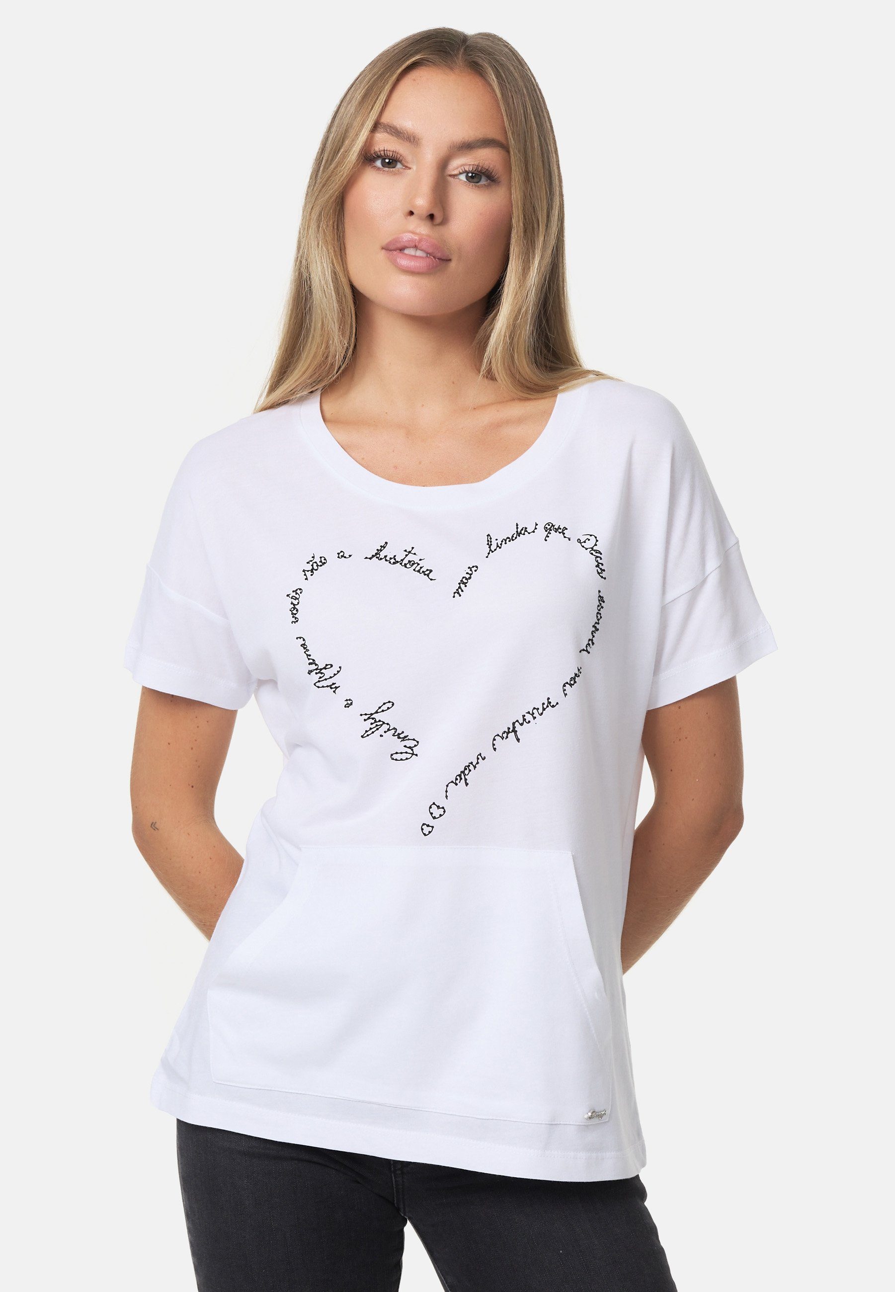 Decay T-Shirt mit schönem Herz-Print weiß-schwarz