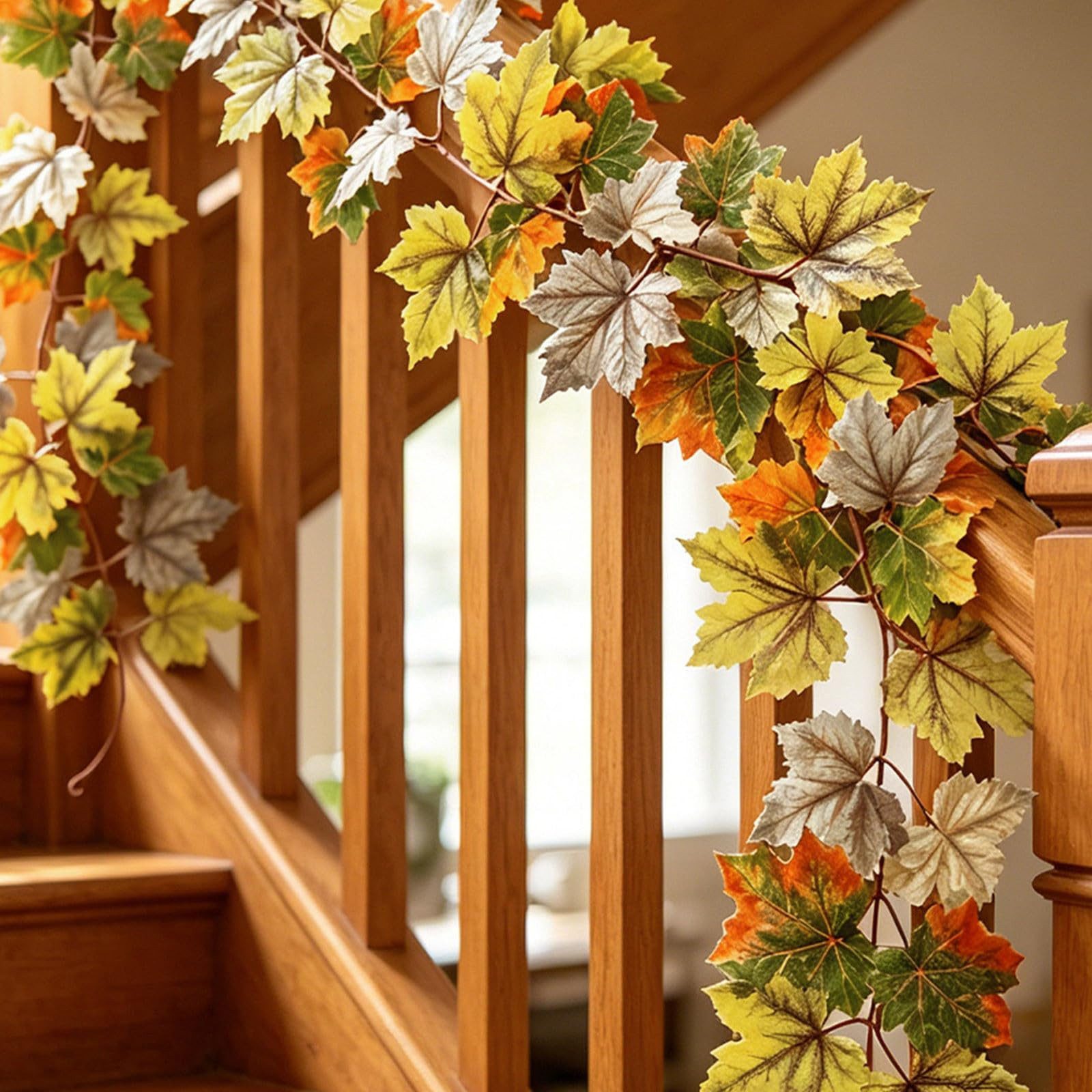 Kunstranke Herbst Girlande Ahornblätter, 205 cm, 2 Stück, Künstliche Ahornblätter, Diwzbyn, Herbst, Herbstblätter Herbstgirlande für Erntedankfest, Halloween – Bild 2 von 5