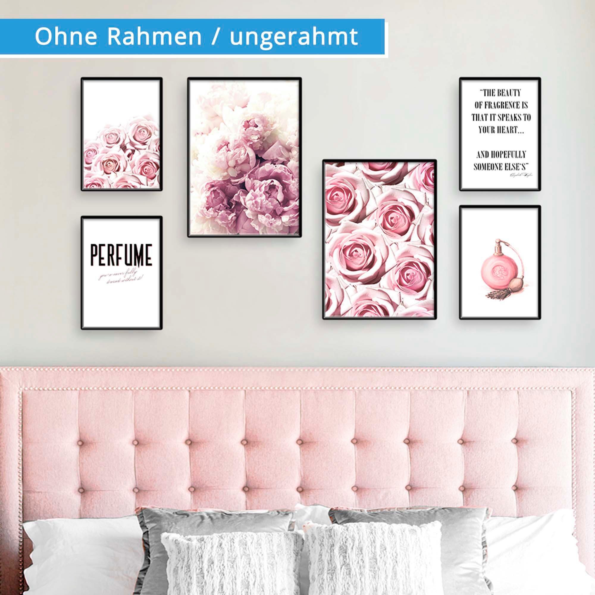 Artland Poster Schönheit der Rose, Blumen (6 St), Bilder Set, 6tlg. 4xDIN A4 / 2xDIN A3, ohne Rahmen