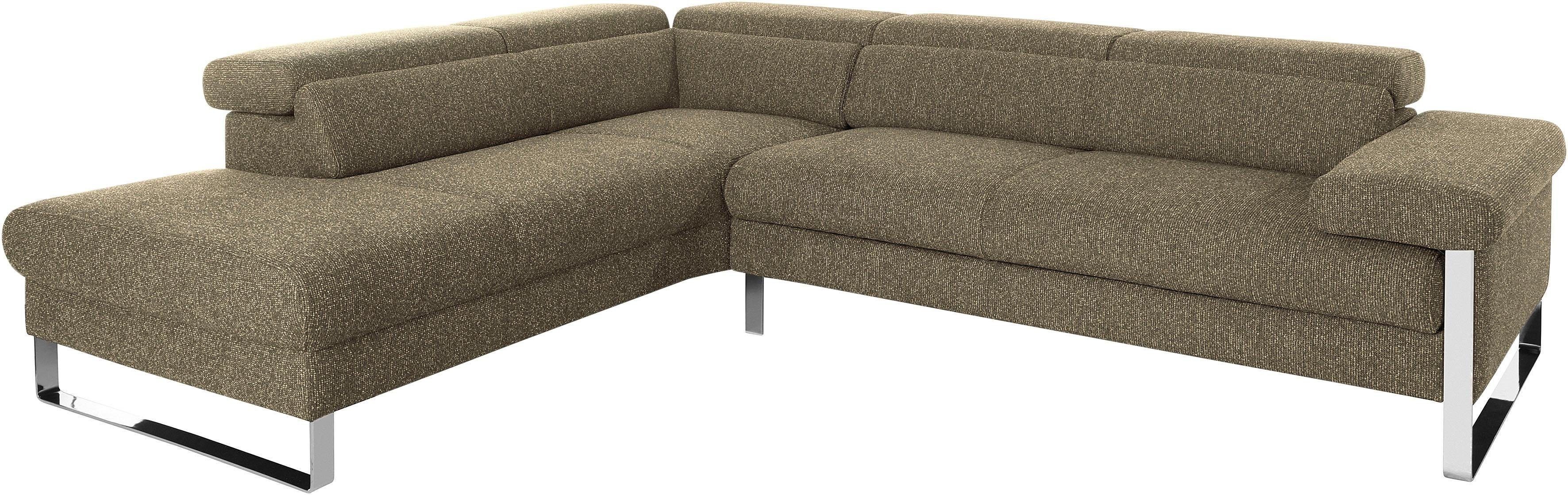 W.SCHILLIG Ecksofa finn, toller Sitzkomfort, L-Form, hochwertige Verarbeitungsdetails, German Design Award 2016, Fußgestell Chrom glänzend, Breite 281 cm