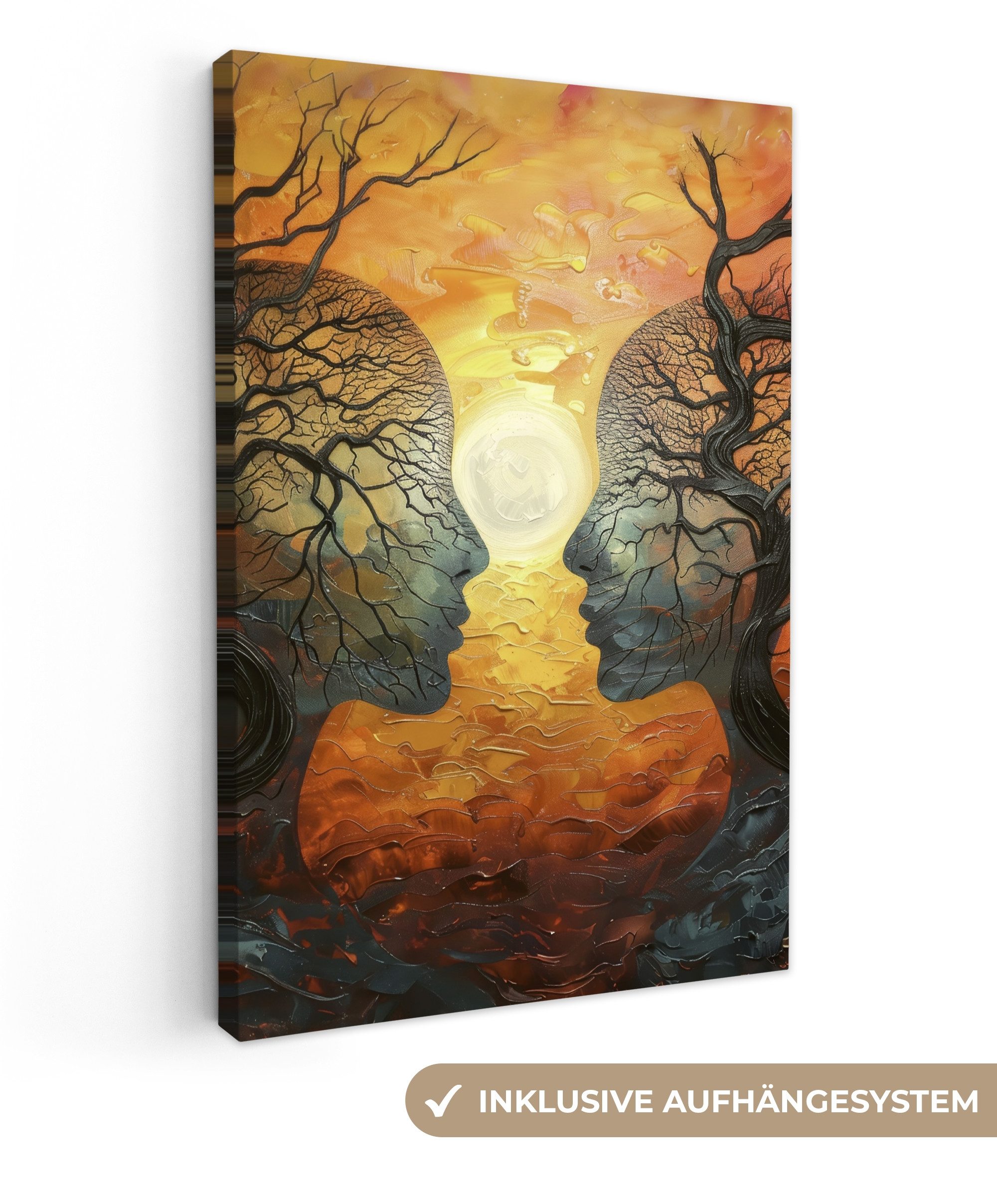 OneMillionCanvasses® Leinwandbild Bäume - Gesichter - Sonne - Kunst, Fotodr günstig online kaufen
