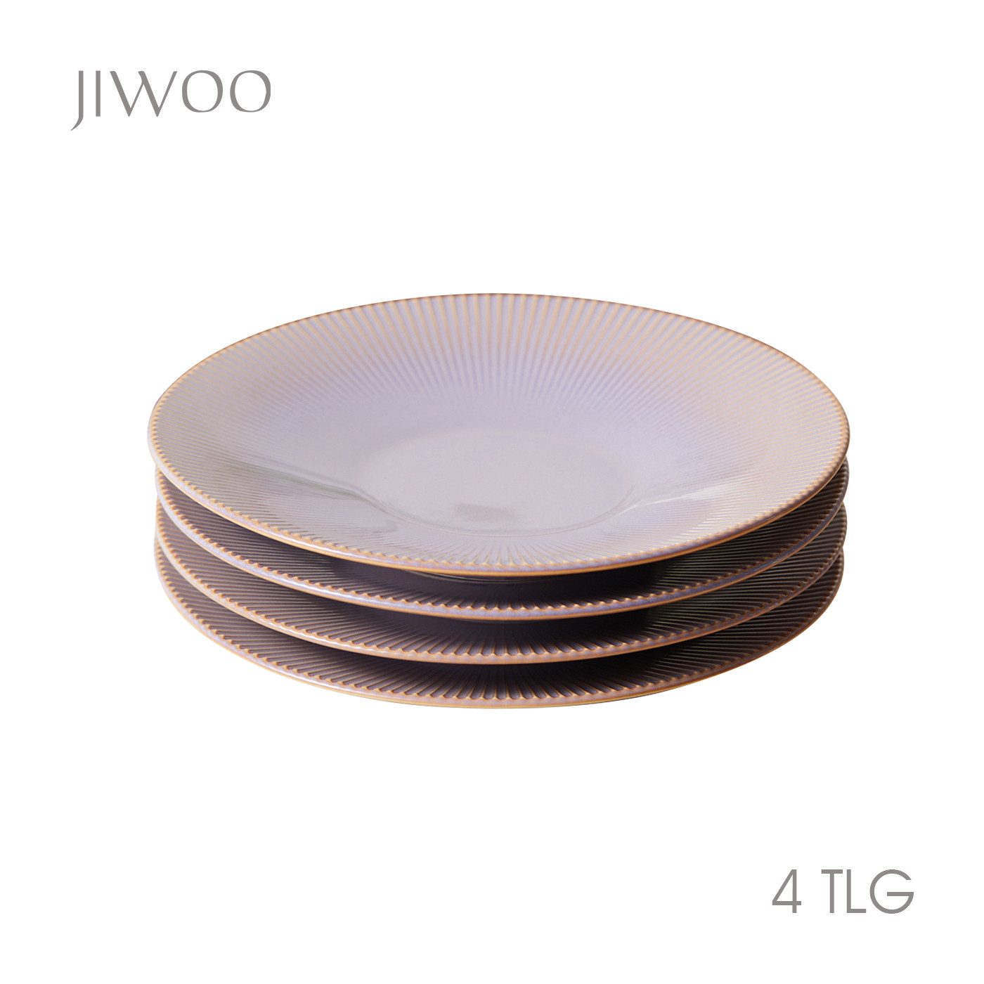 JIWOO Teller 4er Ø21,7cm, Pastateller Speiseteller Salatteller Dessertteller, (4 St), Keramik Plate Hochwertige Tellerset Lila Mikrowellen spülmaschinenfest