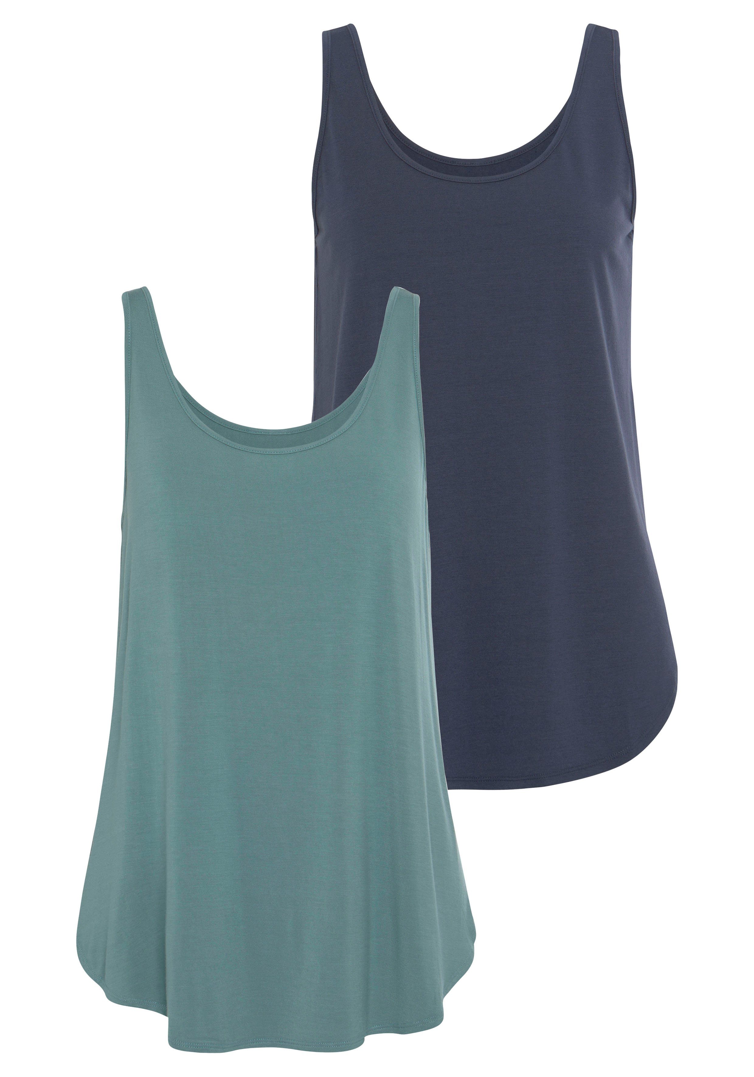 LASCANA Longtop mit gerundetem Saum (2er-Pack) aus weichem Viskose-Stretch