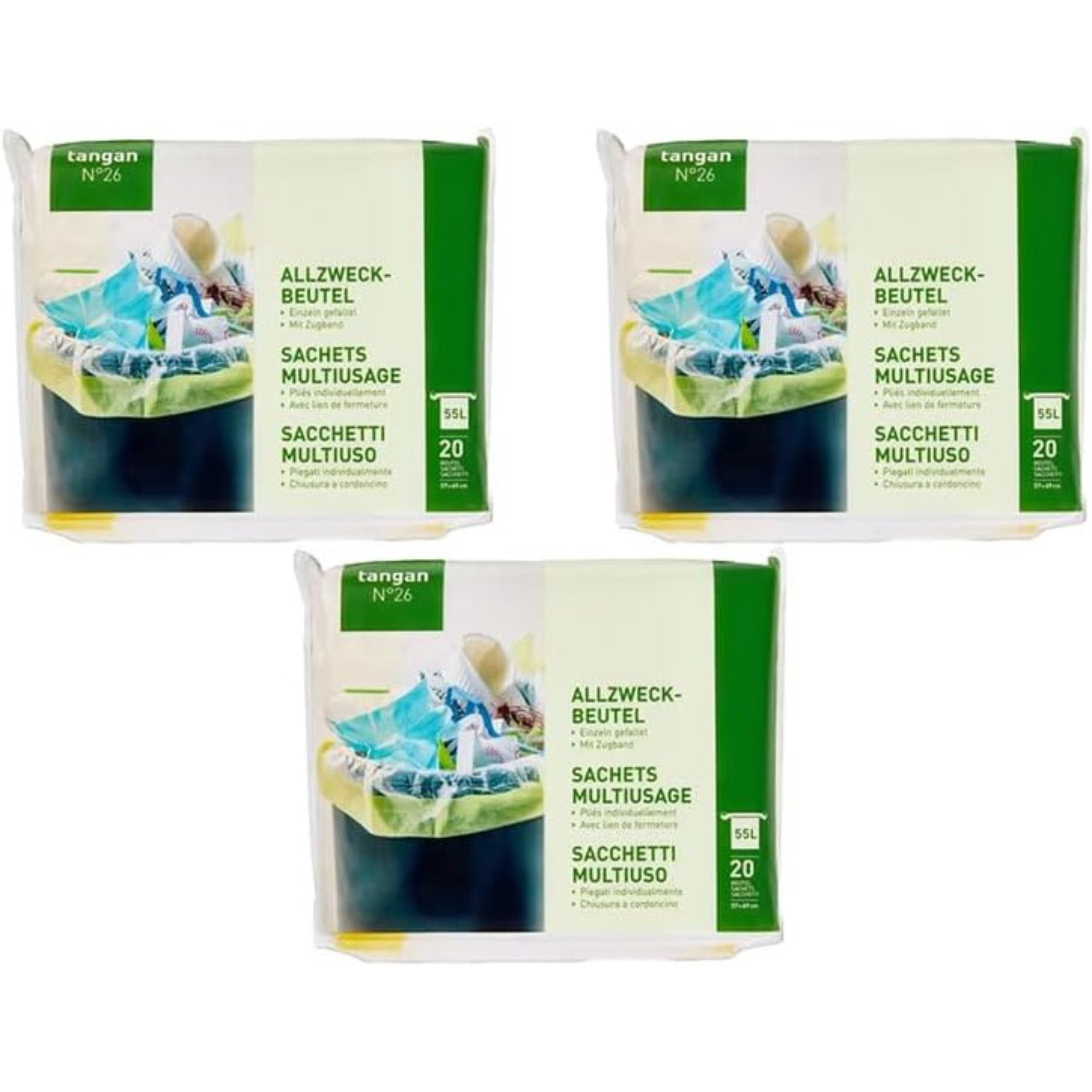 Migros Müllbeutel Allzweckbeutel mit Zugband Einzeln gefaltet 55L