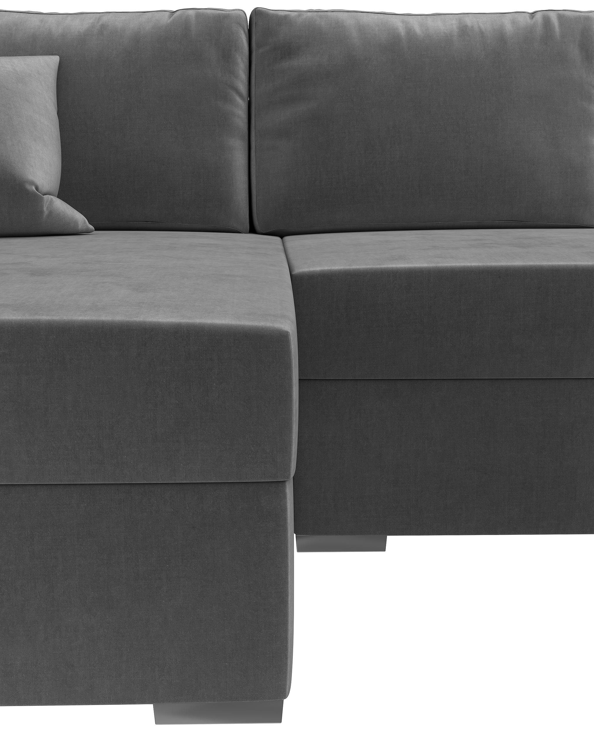 frei Sofa, Kissen, Sitzkomfort, U-Form, mit Klassisch inklusive im Bettfunktion stellbar, Design und Bettkasten, Stylefy Raum Wohnlandschaft Rubicon,