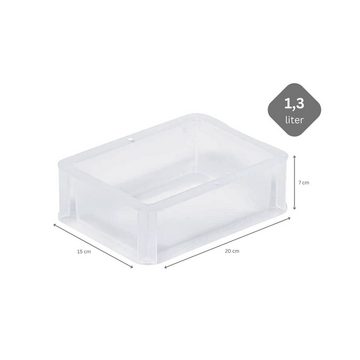 PROREGAL® Stapelbox Transparenter Eurobehälter BasicLine, Griff geschlossen, 1,3 Liter
