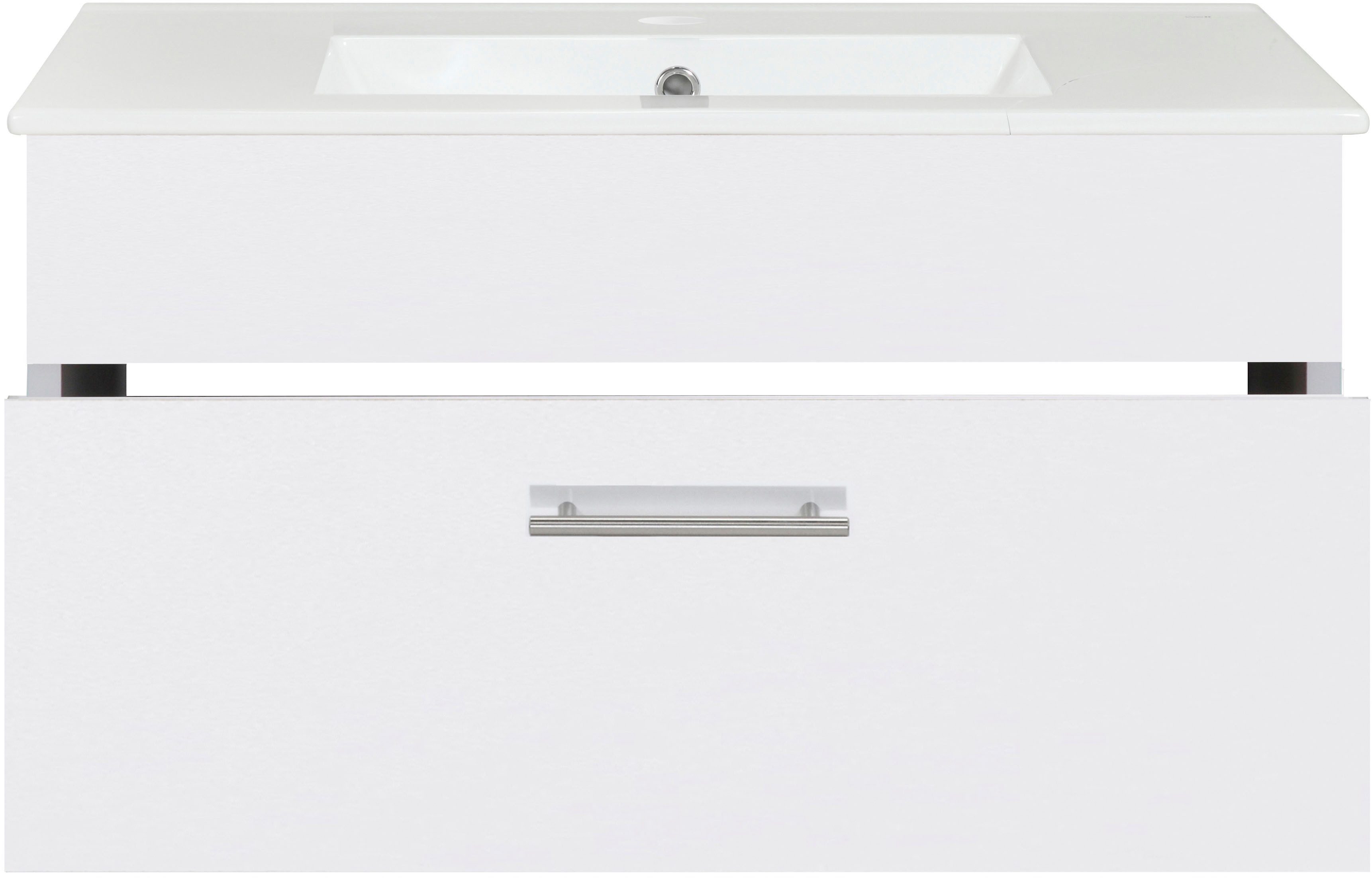 welltime Waschtisch Trento Light mit Keramik-Auflagebecken, 1 feste Blende und 1 Auszug, Breite: 81cm, Weiß – Bild 4 von 5