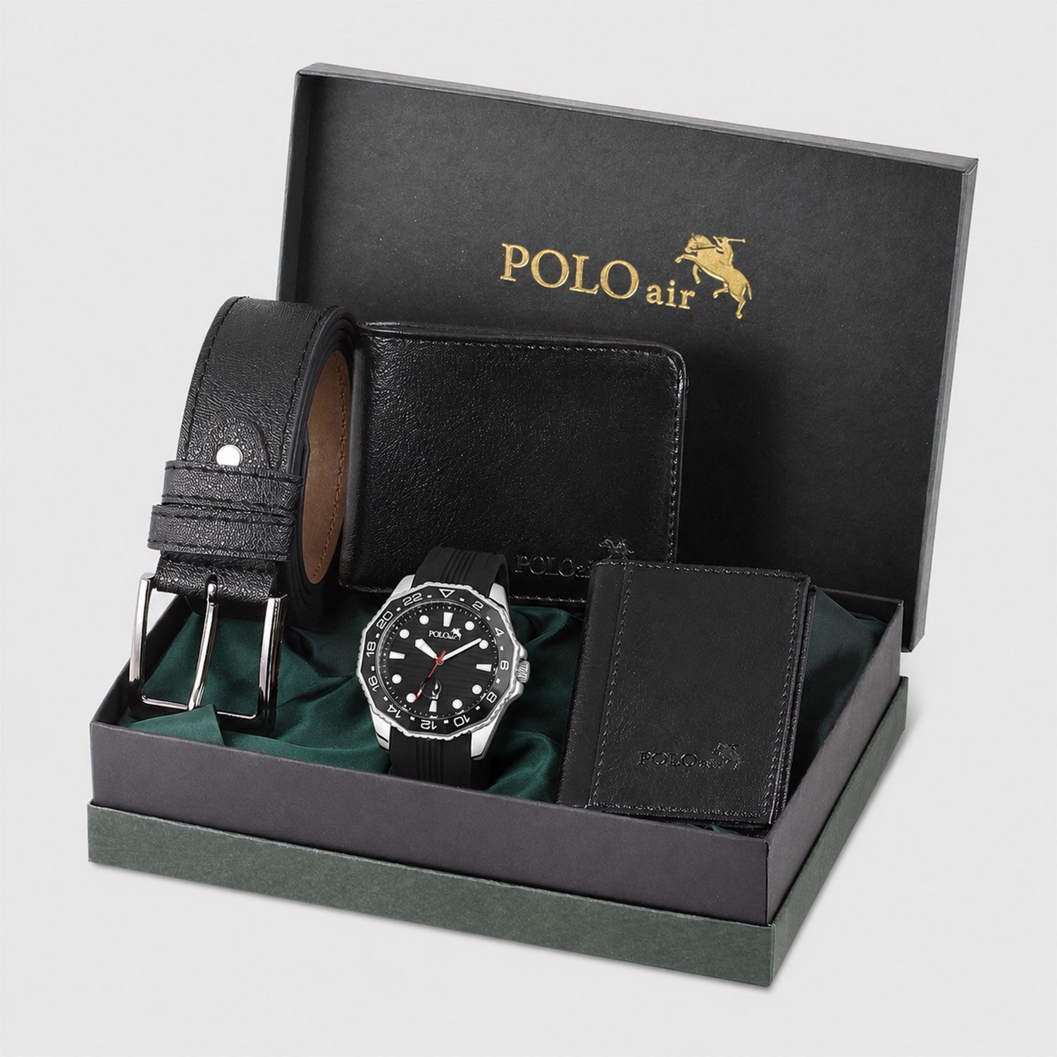 Jungengel Geldbörse Luxuriöses Herren Geschenkset Uhr Gürtel Kartenetui Geschenkbox (Set, 4-tlg., Gürtel, Kartenetui, Geldbörse, Geschenkbox, Armbanduhr), 4-teiliges Geschenkset mit Uhr, Gürtel, Geldbörse und Kartenetui