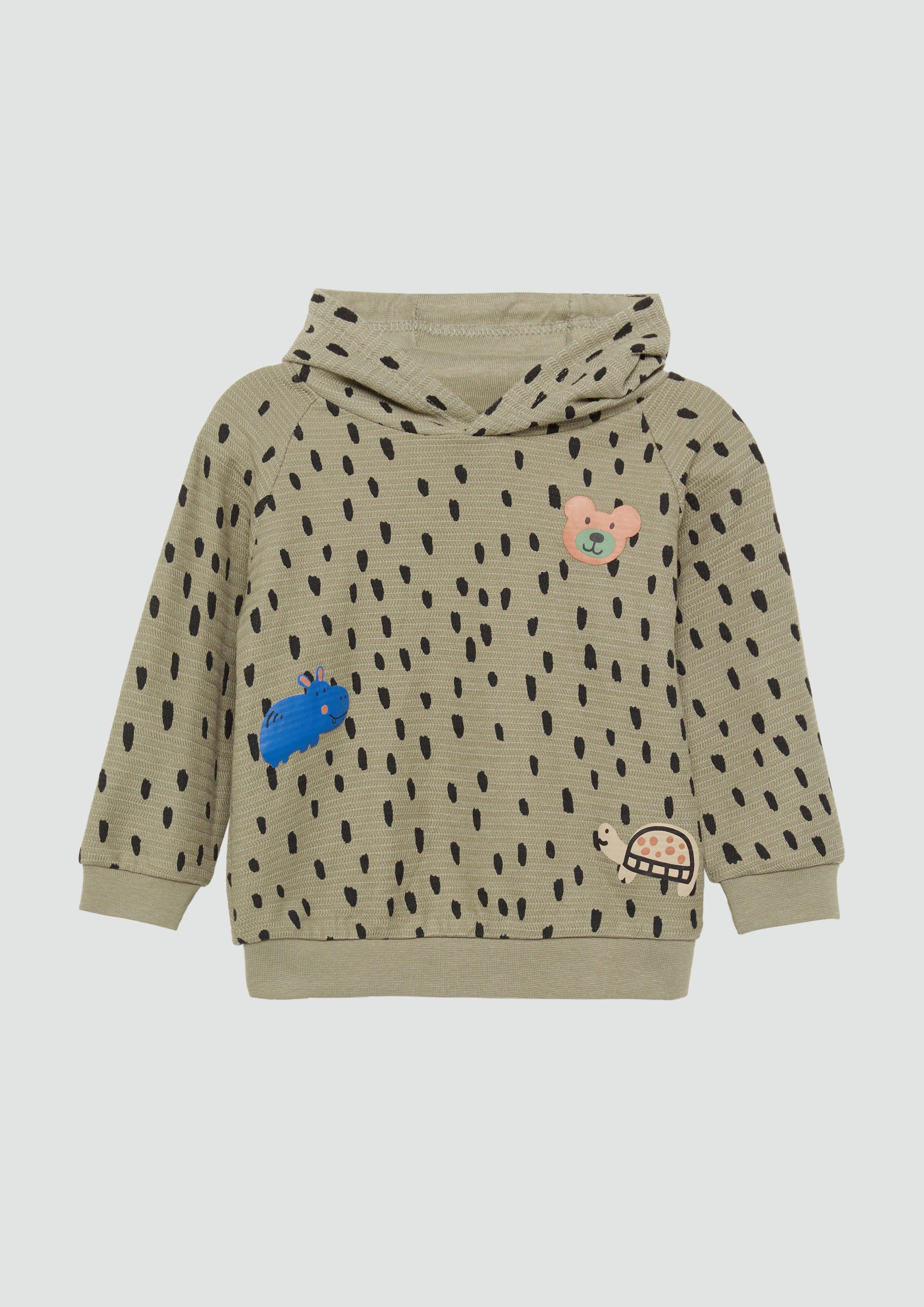 Sweatshirt Kapuzen-Sweatshirt mit Struktur und Öhrchen