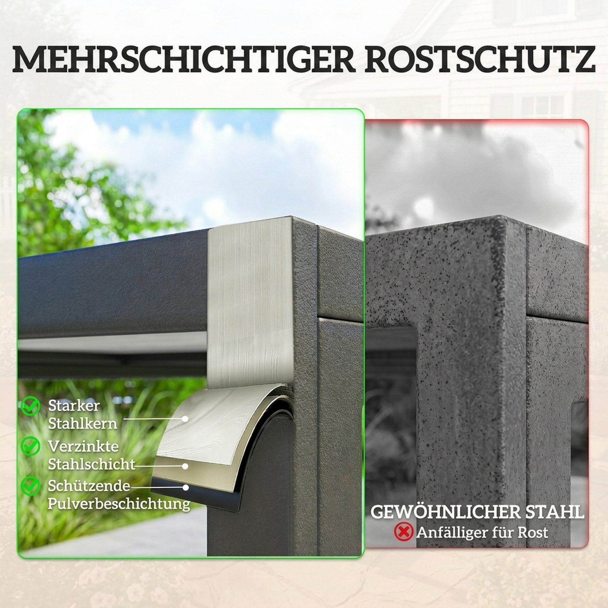 Outsunny Garten-Essgruppe Sitzgruppe mit 6 Atmungsaktiven Stühlen wetterfest Gartengarnitur, (Gartenset, 7-tlg., Gartenmöbel Set), für Garten Balkon Terrasse Sc – Bild 5 von 5
