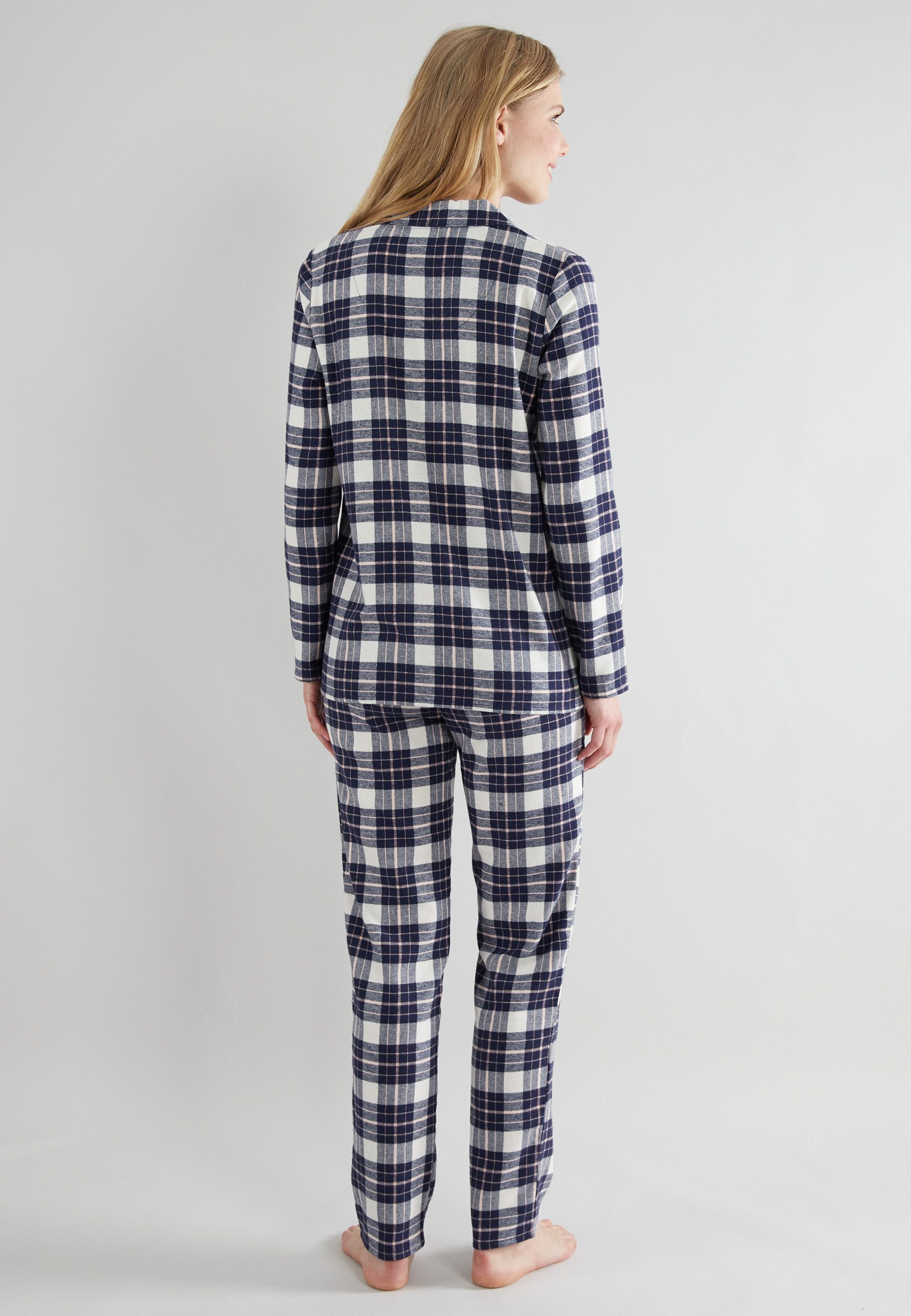 GÖTZBURG Pyjama GÖTZBURG Damen Pyjama blau kariert (1 tlg)