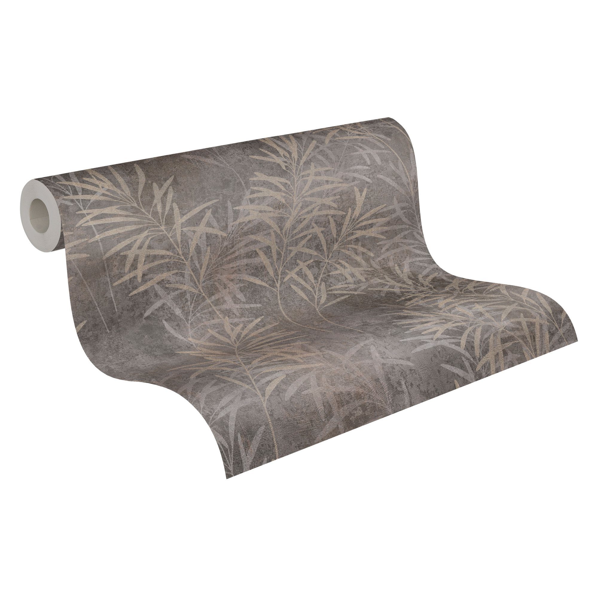 Bricoflor Blätter Tapete mit Metallic Effekt anthrazit Vliestapete mit Blät günstig online kaufen