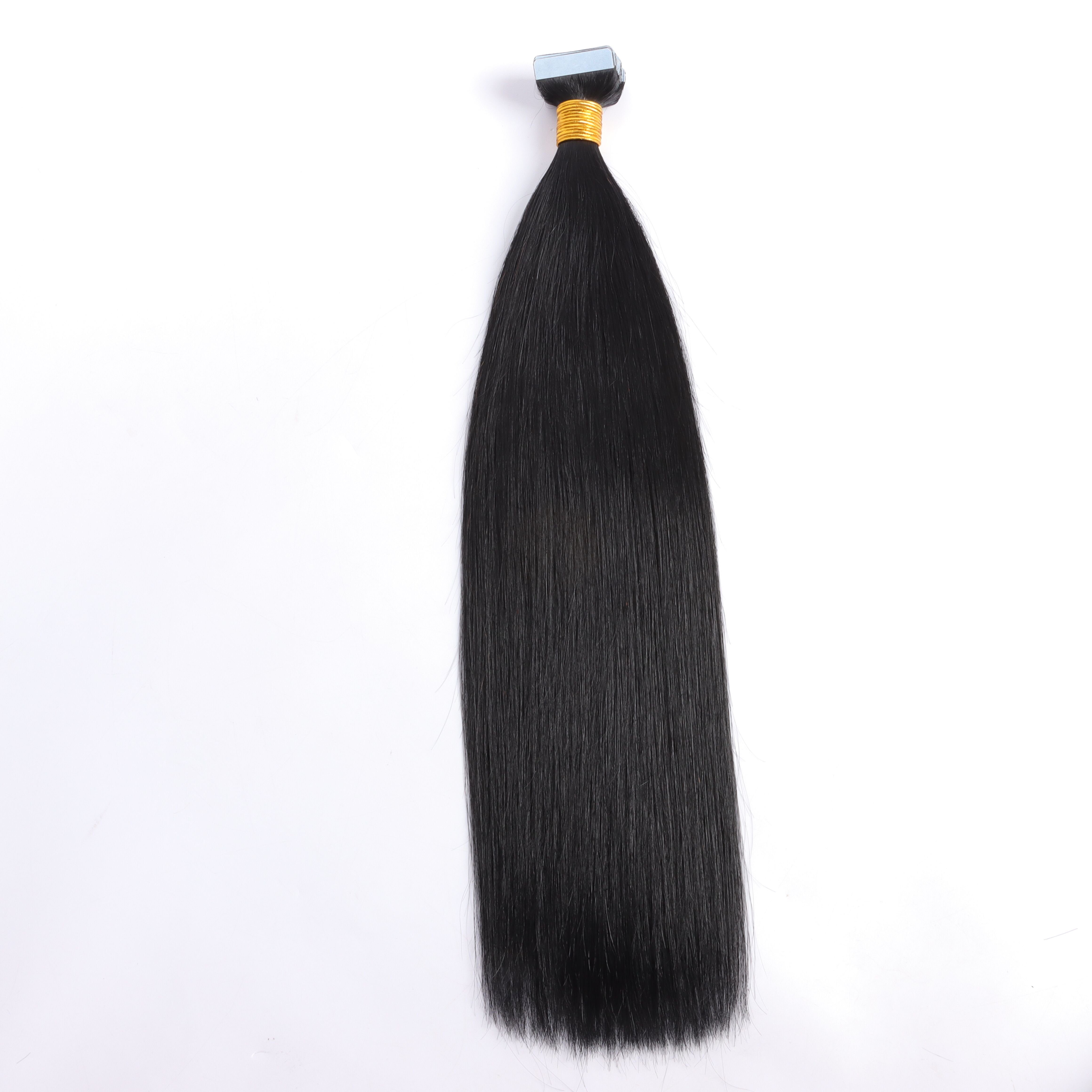 % Drawn black-60 Remy Skin-Wefts cm jet 100 25 Echthaar-Extension gr, Fashion Style & Double Hair #1 YC Menschenhaar On-Extension Tape Echthaar