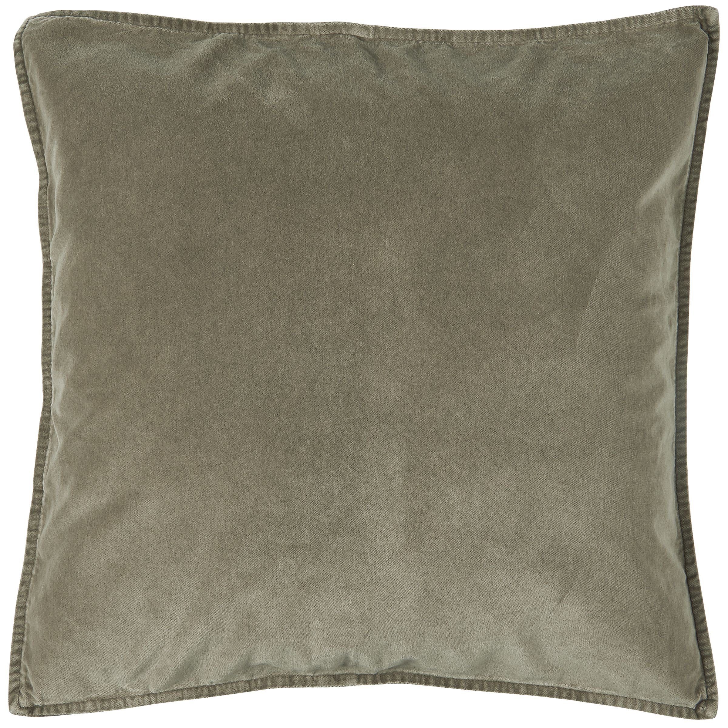 Ib Laursen Kissenhülle Kissenbezug Kissenhülle Samt Velour Linen Grau 52x52cm Ib Laursen