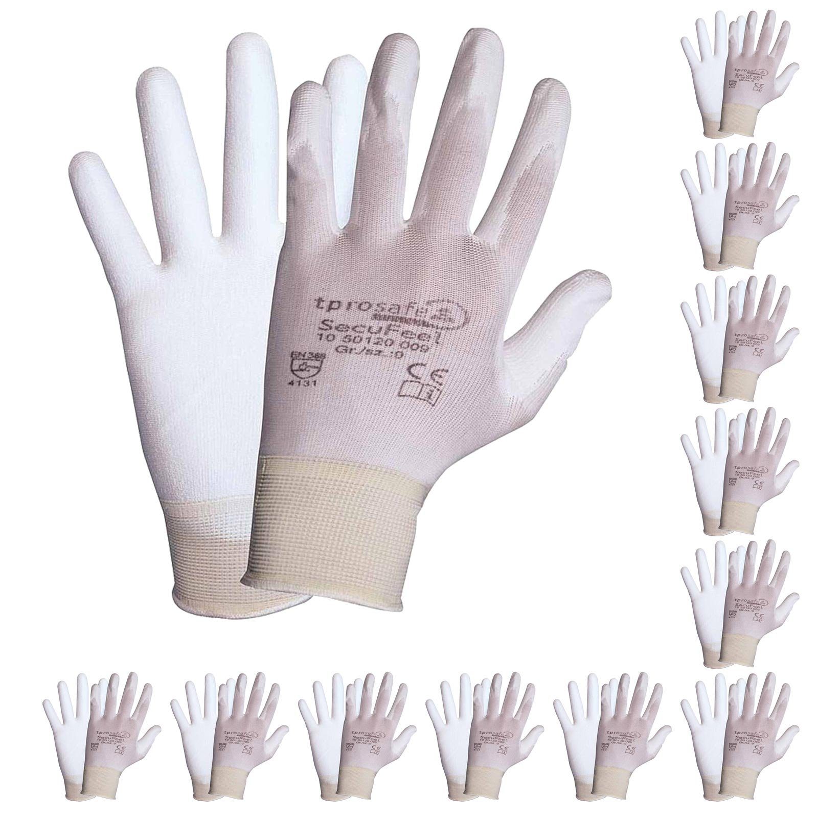 tprosafe Nitril-Handschuhe SecuFeel white PU-Arbeitsschutzhandschuhe, Hands günstig online kaufen