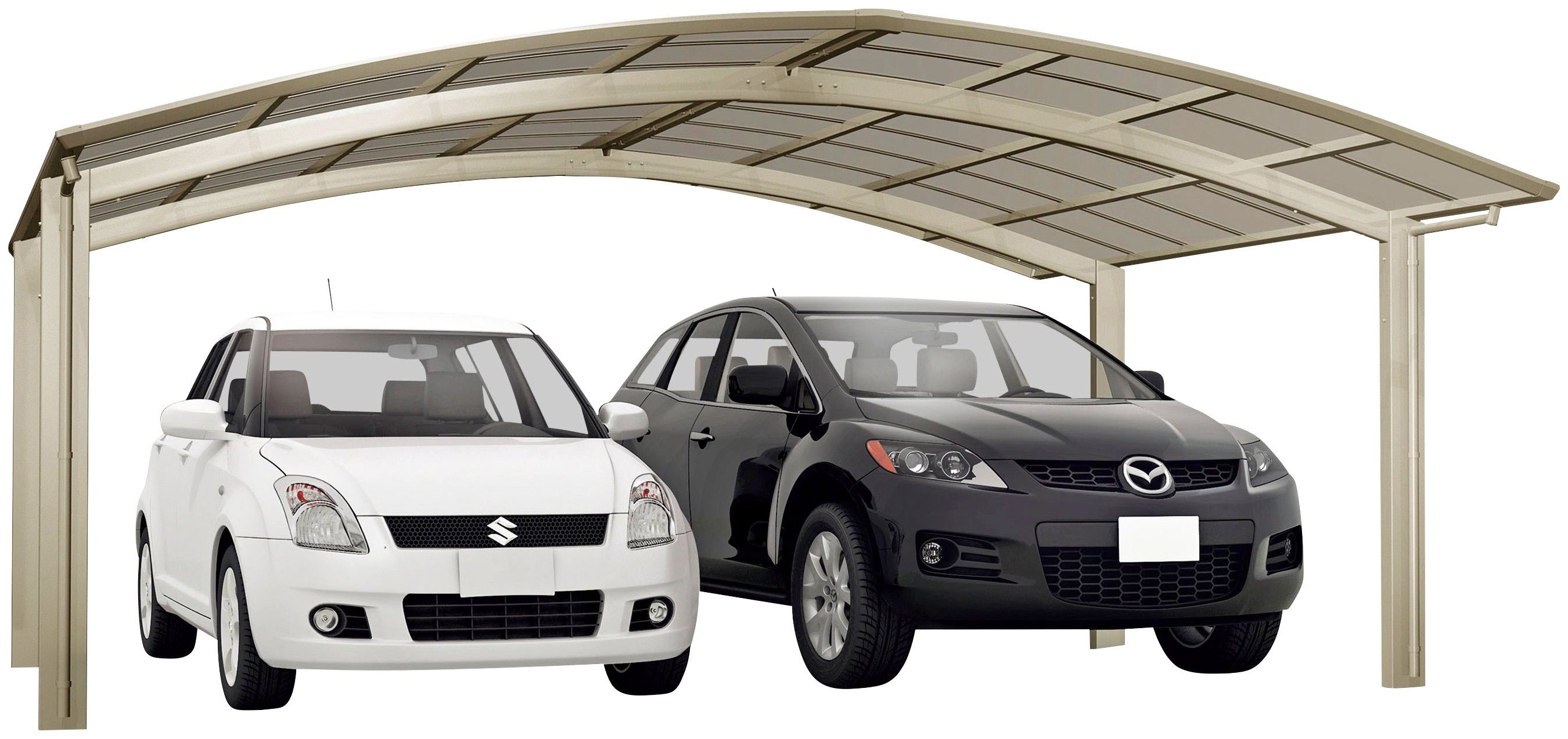 [Das Beste der Branche] Ximax Doppelcarport Einfahrtshöhe, cm 60 240 cm, Typ Portoforte BxT: 542x495 Aluminium M-Edelstahl-Look