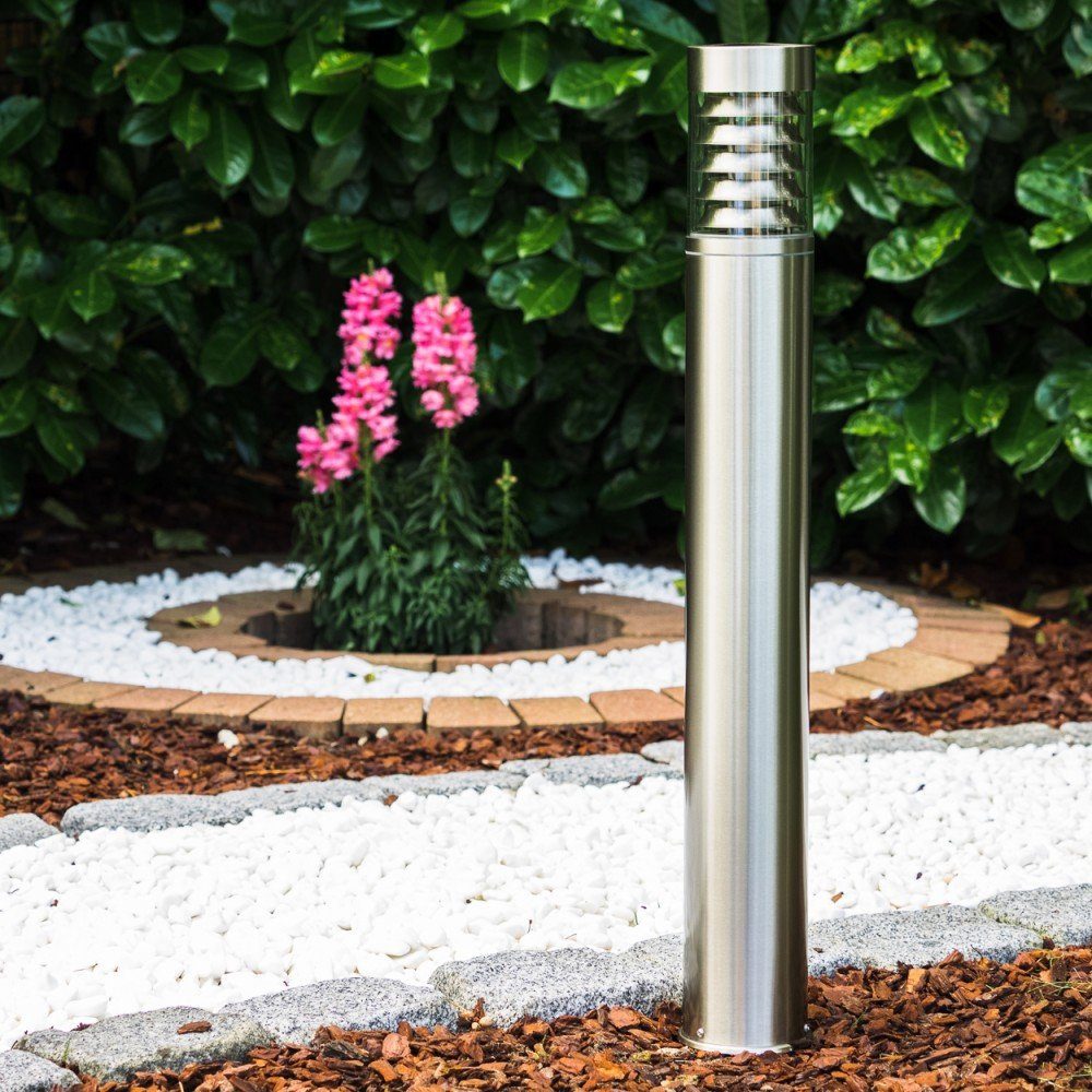 ohne Außenleuchte moderne mit hofstein Gartenlampe »Tempio« IP44 Edelstahl Außen-Stehlampe Wegeleuchte Gartenbeleuchtung und aus Leuchtmittel, E27, Kunststoff-Scheiben, 80cm,