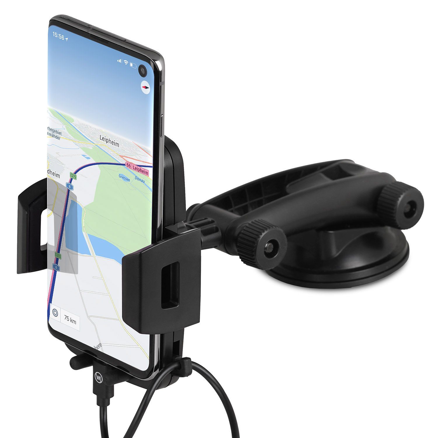 Wicked Chili Smartphone-Halterung KFZ Handy Halterung für Samsung Galaxy S20 S10+ M30, (1er Set, 1-tlg., 2in1 Halterung für Windschutzscheibe und Armaturenbrett / mit Kabelhal)