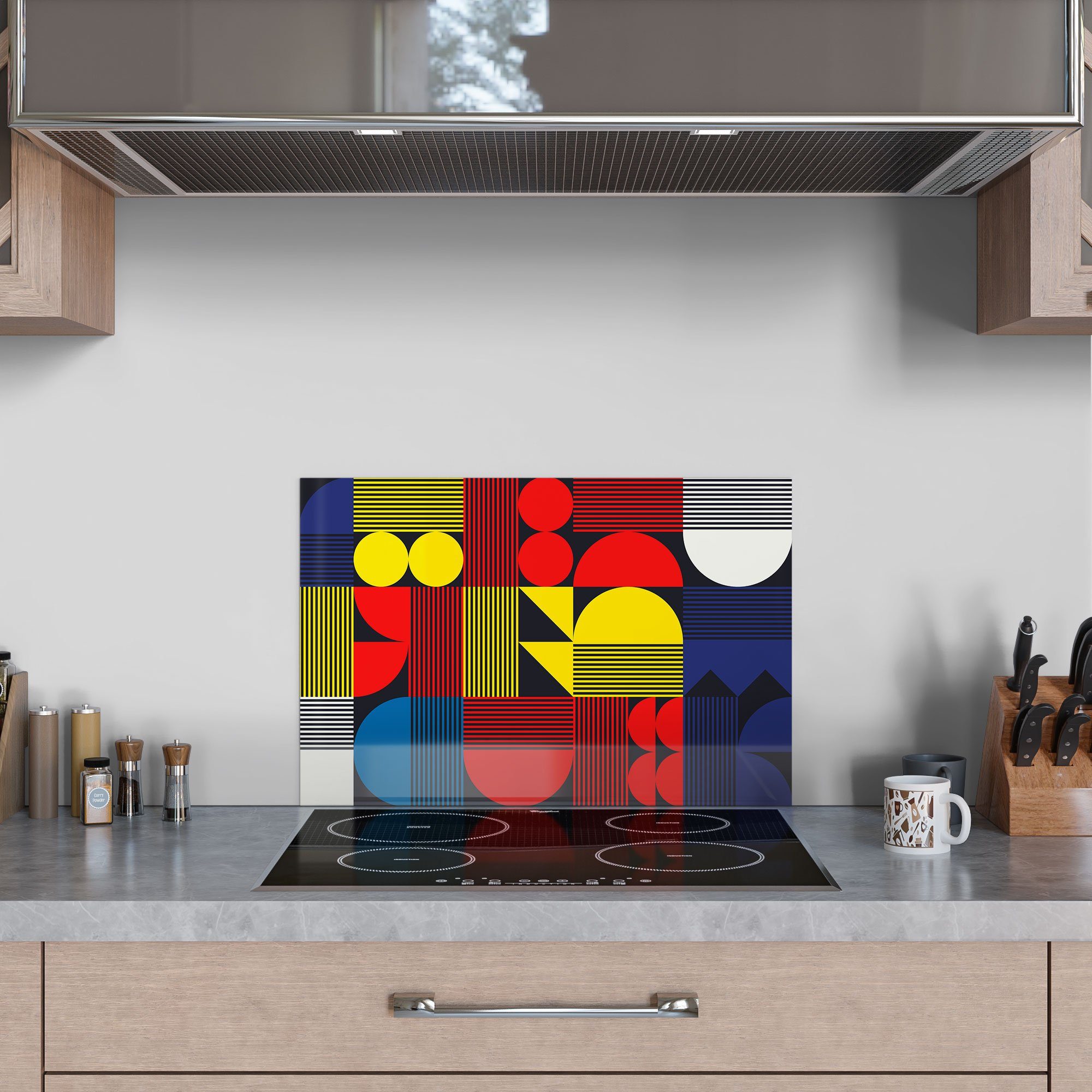 DEQORI Küchenrückwand 'Geometrische Abstraktion', Glas Herdblende Badrückwand Spritzschutz