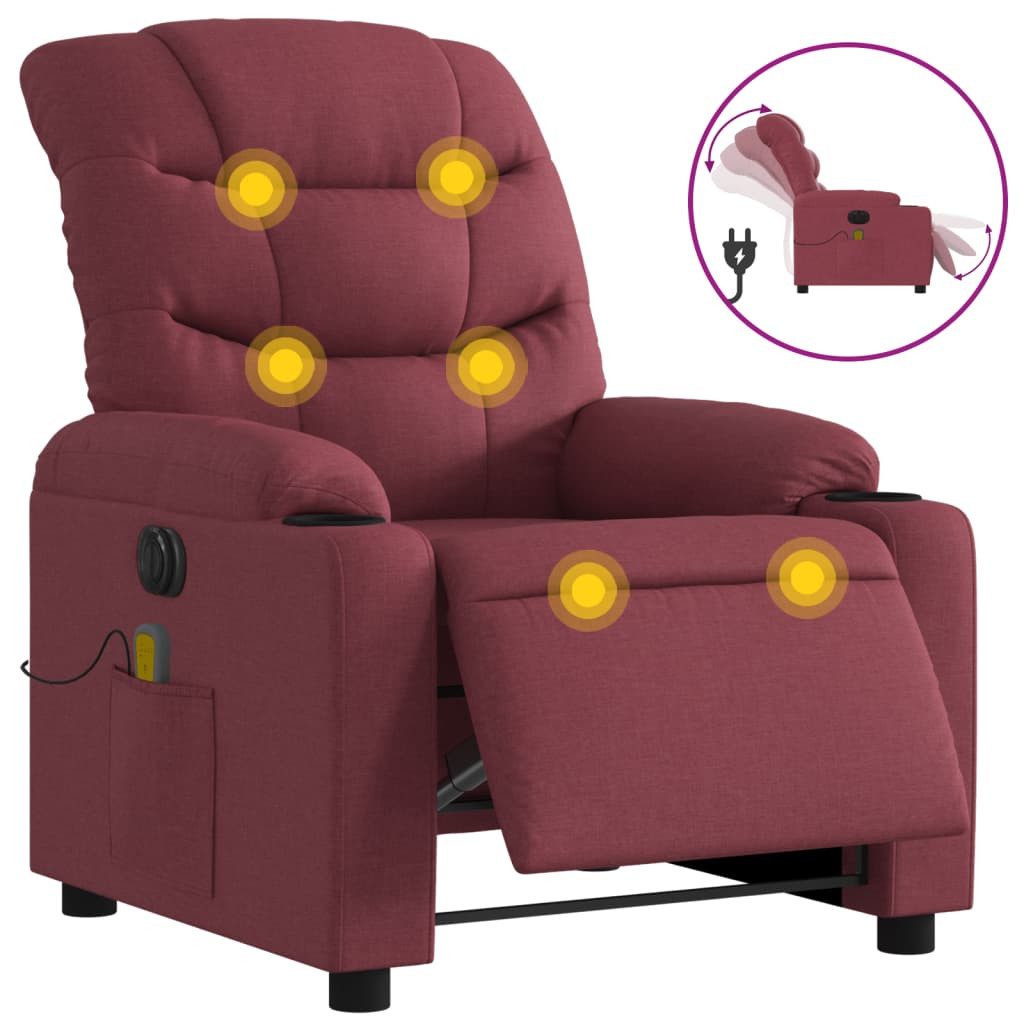 vidaXL Sessel Massagesessel Elektrisch Weinrot Stoff günstig online kaufen