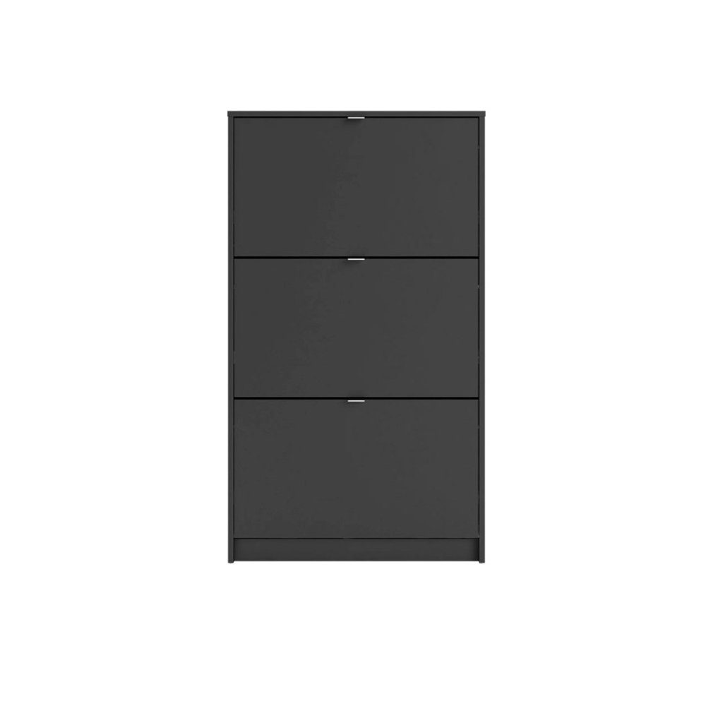 ebuy24 Schuhschrank Shane Schuhschrank 3 Klapptüren 2R schwarz matt.