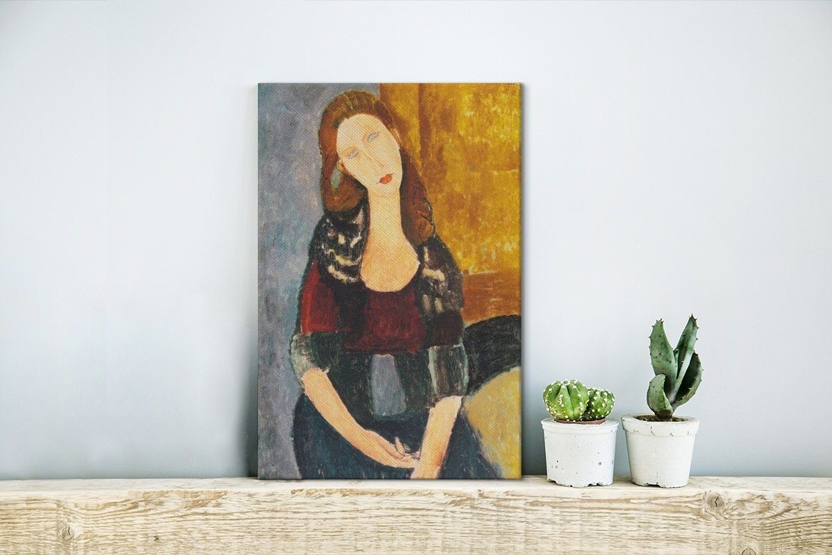 Porträt Zackenaufhänger, Amedeo der 20x30 OneMillionCanvasses® fertig - Jeanne Hébuterne von (1 Gemälde St), Leinwandbild Gemälde, inkl. cm Leinwandbild Modigliani, bespannt