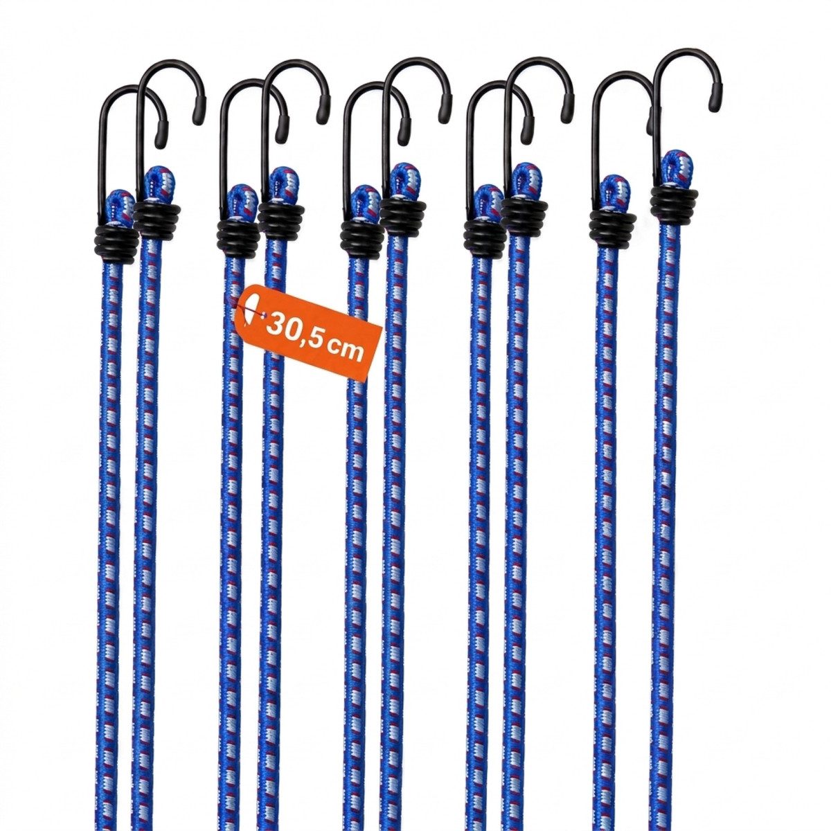 monzana Spanngurt (10-St) 10x Spanngummi Set Metallhaken 30,5cm Expander Gepäckspanner