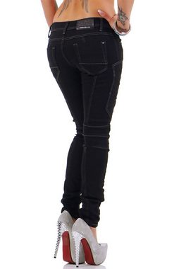 Cipo & Baxx Slim-fit-Jeans Cipo & Baxx Damen Jeans WD255A Regular Fit Jeans-Hose im Casual Style mit dicken Nähten