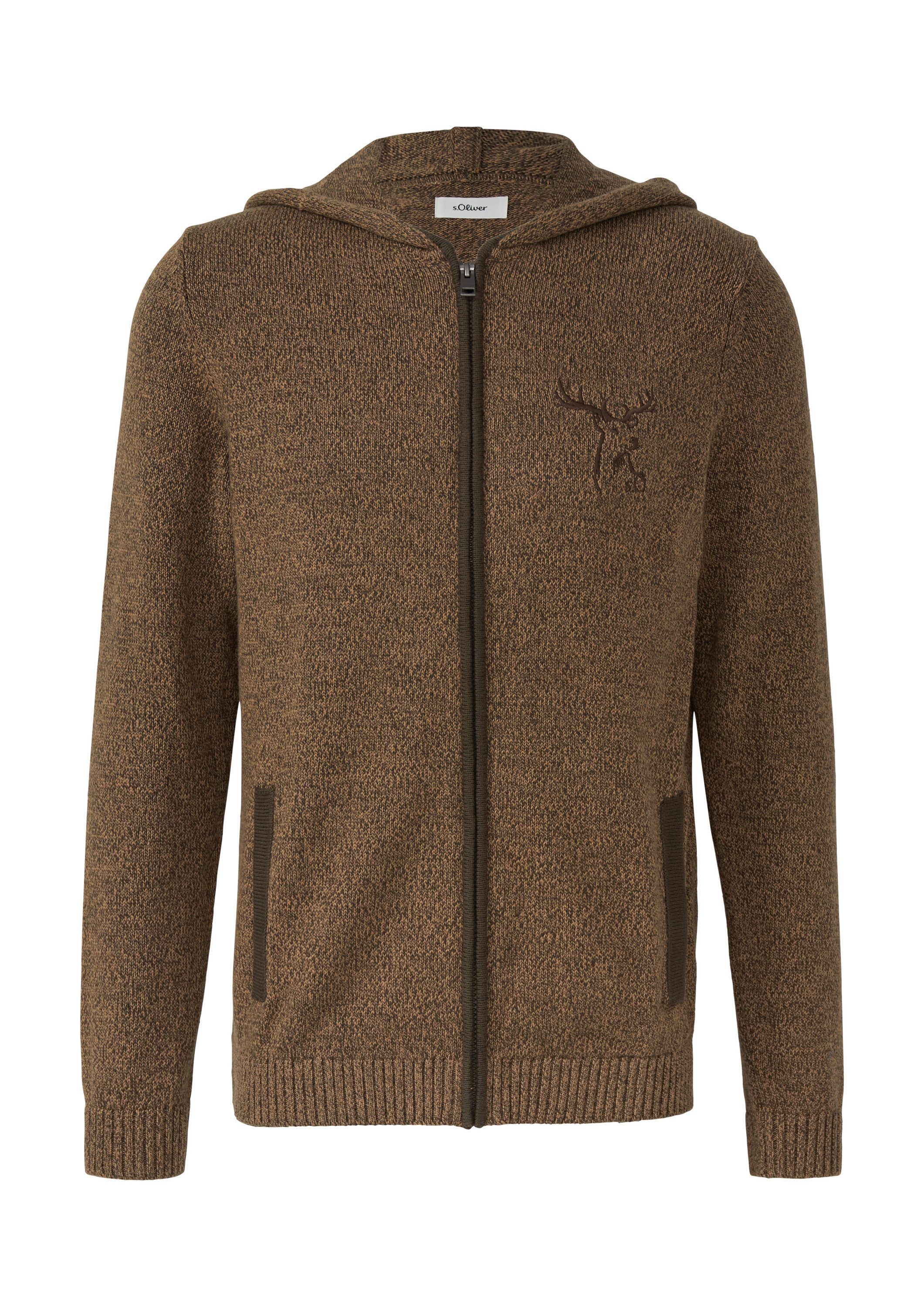 s.Oliver Cardigan Strickjacke Trachtenstrickjacke aus Baumwolle mit Sticker günstig online kaufen