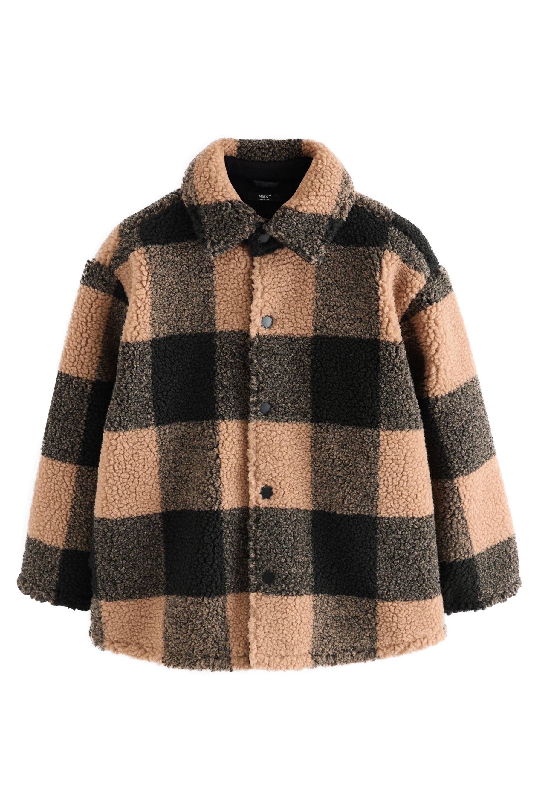 Outdoorhemd Karierte Hemdjacke aus Teddyfell Fleece