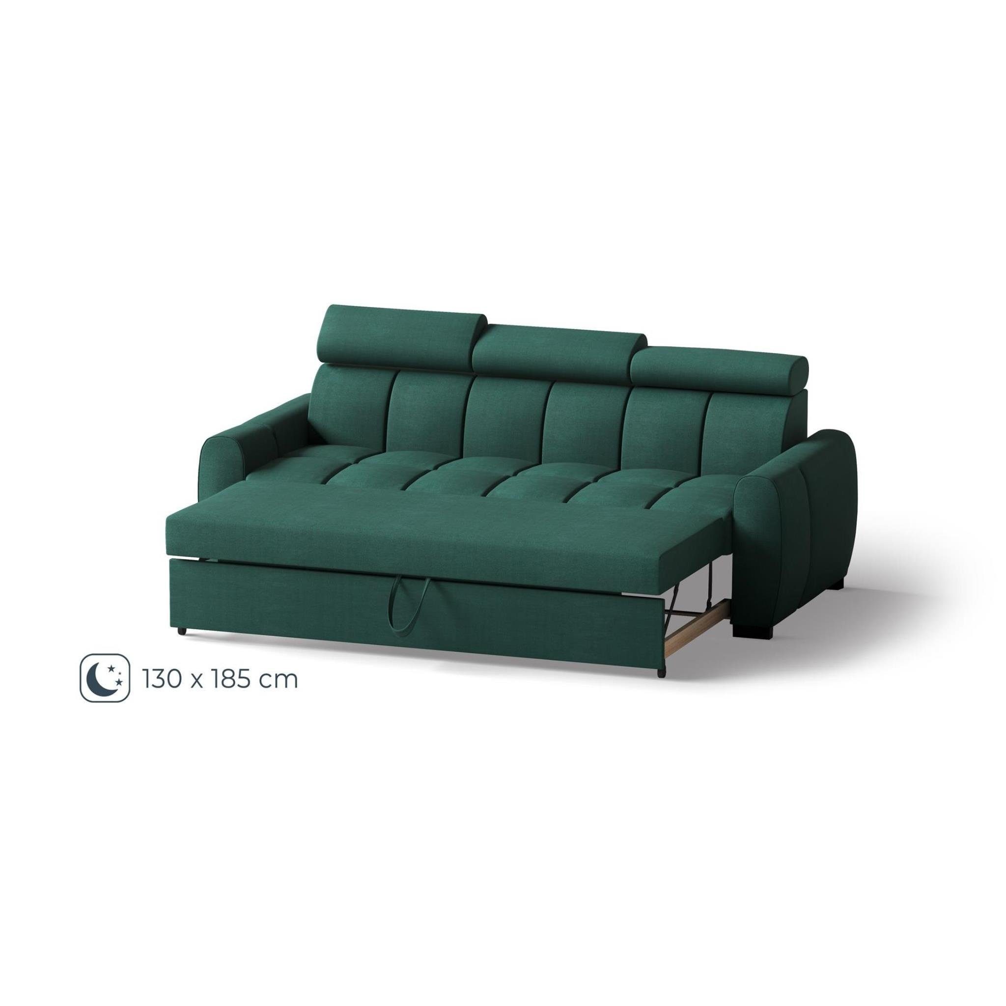 Beautysofa Polstergarnitur Gomez, Designersofa 23) (element Rundumbezug in (inkl. Bettkasten, Anthrazit und Velourstoff, verstellbaren Kopfstützen), 3+2+1 Schlaffunktion