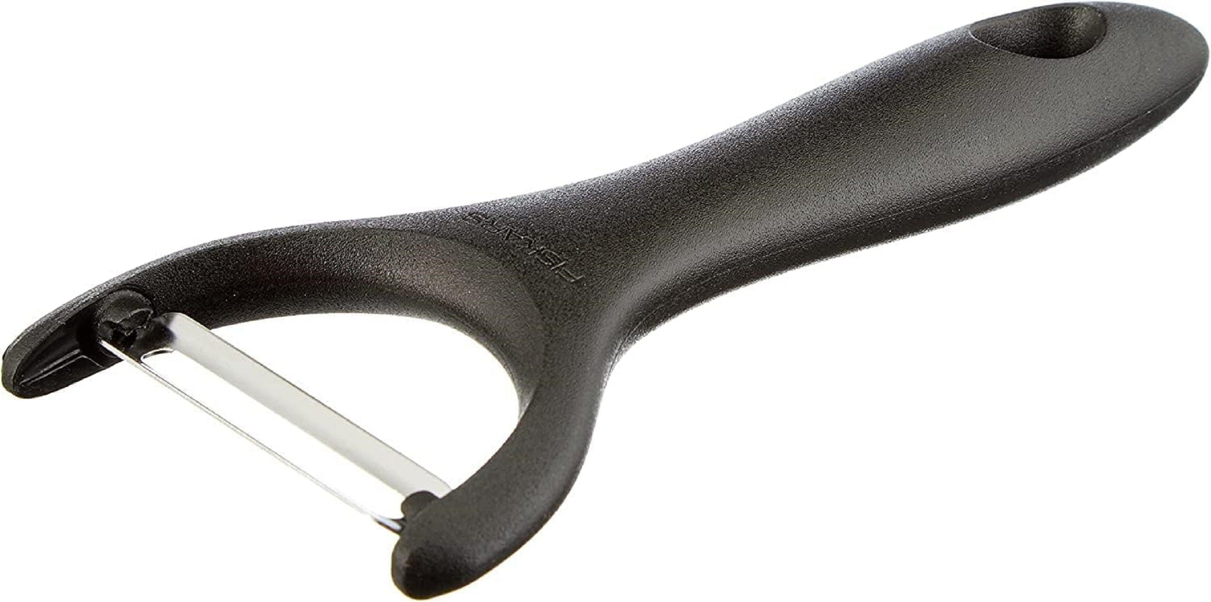Fiskars Spargelschäler Y-förmiger Gemüseschäler aus rostfreiem Stahl, 20 cm Länge, Schwarz, Essential Design