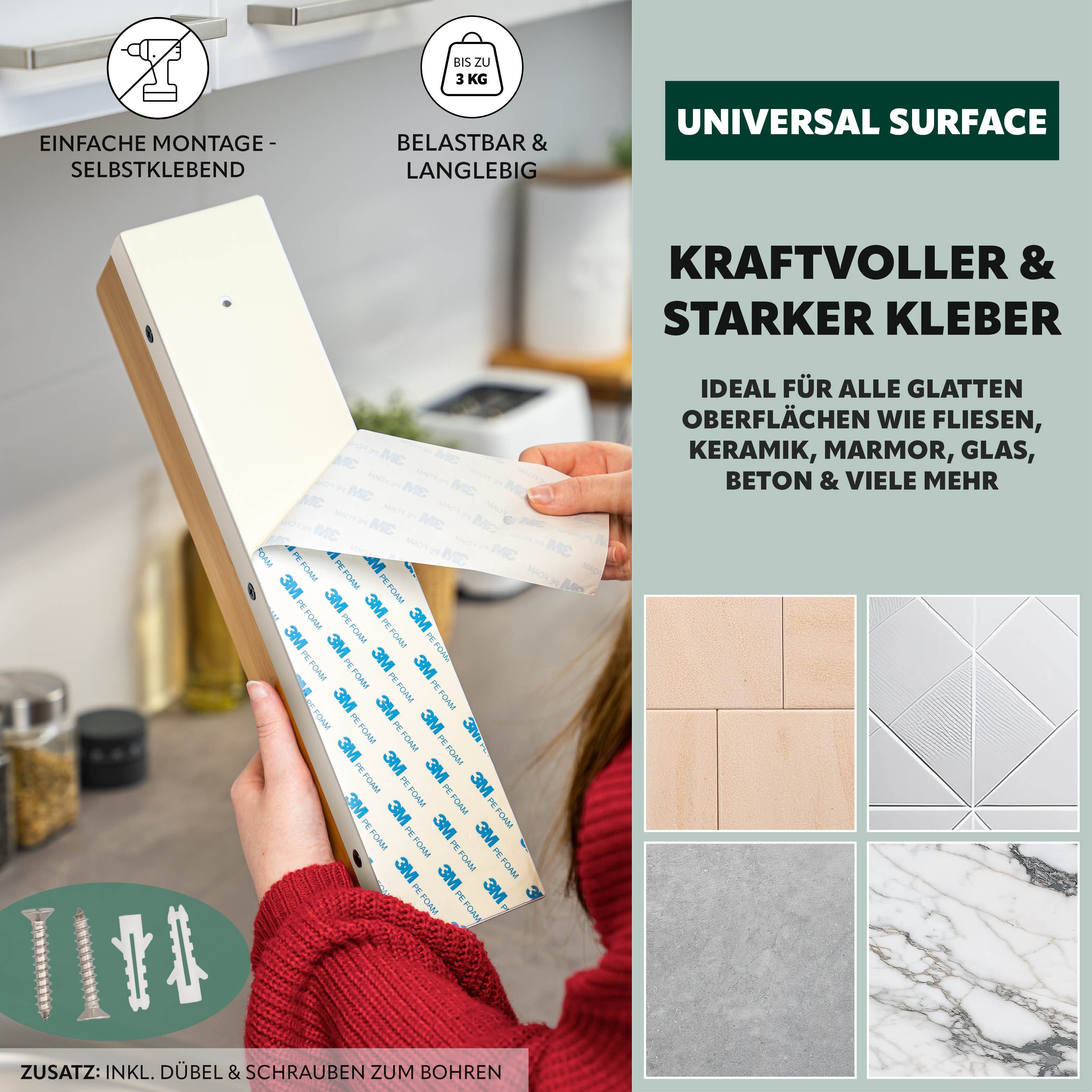 eluno Gewürzregal Gewürzregale 2er Set mit Bambusboden, 2-tlg. – Bild 4 von 5
