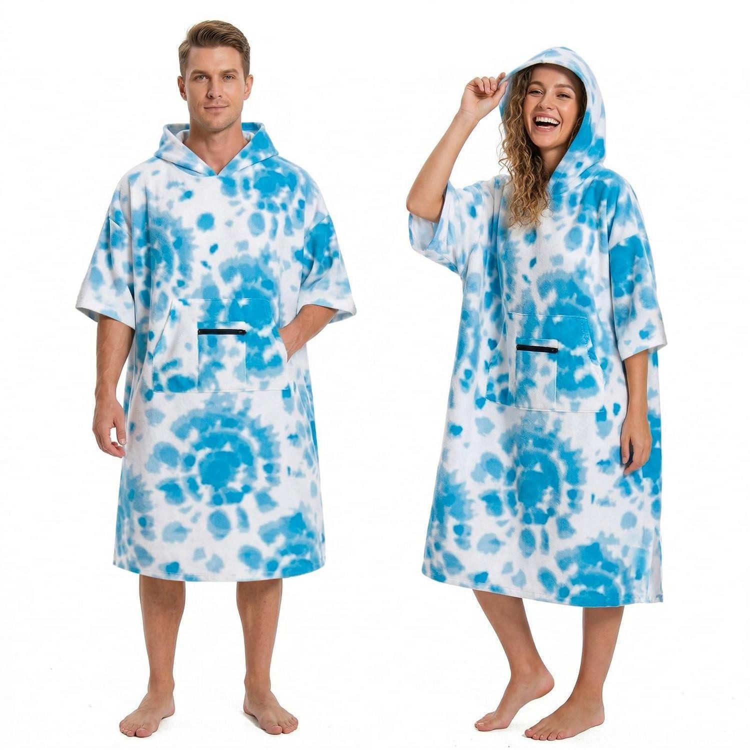 LuxusKollektion Kapuzenhandtuch Badeponcho Mikrofaser Kapuze Tie-dye Unigröße, (1-St)