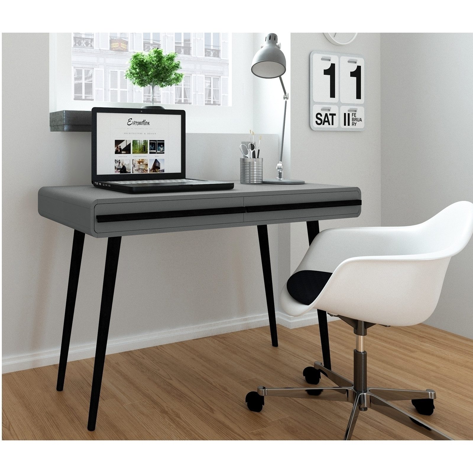 freiraum Schreibtisch Oskar, in Grau - 120x77x50cm (BxHxT)