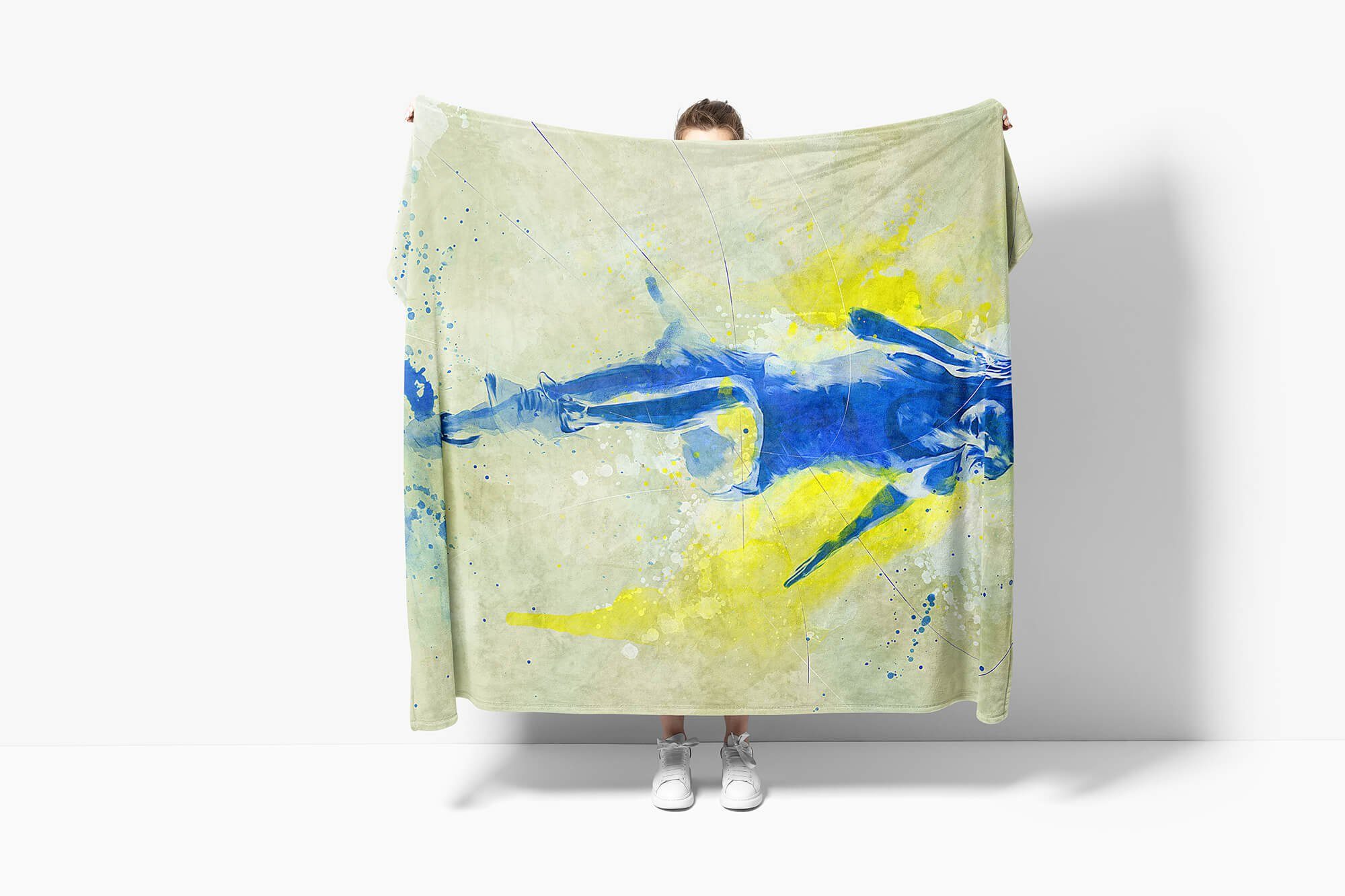 Handtücher Art Handtuch Sp, Sport Sinus Baumwolle-Polyester-Mix Handtuch Woman Strandhandtuch Saunatuch SplashArt (1-St), Running Kuscheldecke Kunstvoll