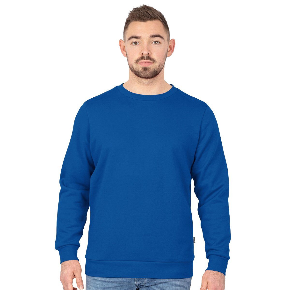 Jako Langarmshirt Sweat Organic (Freizeit, Bio-Baumwolle) royalblau Herren