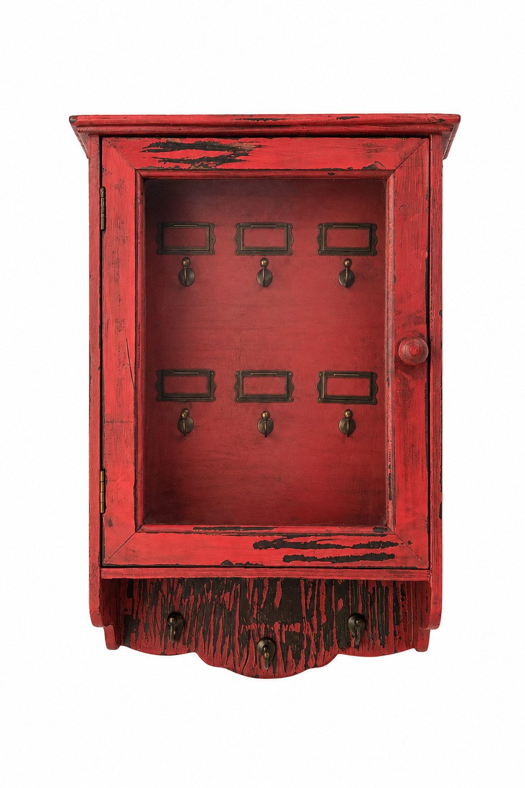 MarieAnn No.25 Schlüsselkasten Schlüsselboard im Vintage Stil 50 x 30 cm Bordeaux Wandschrank, Wunderschöne Verarbeitung