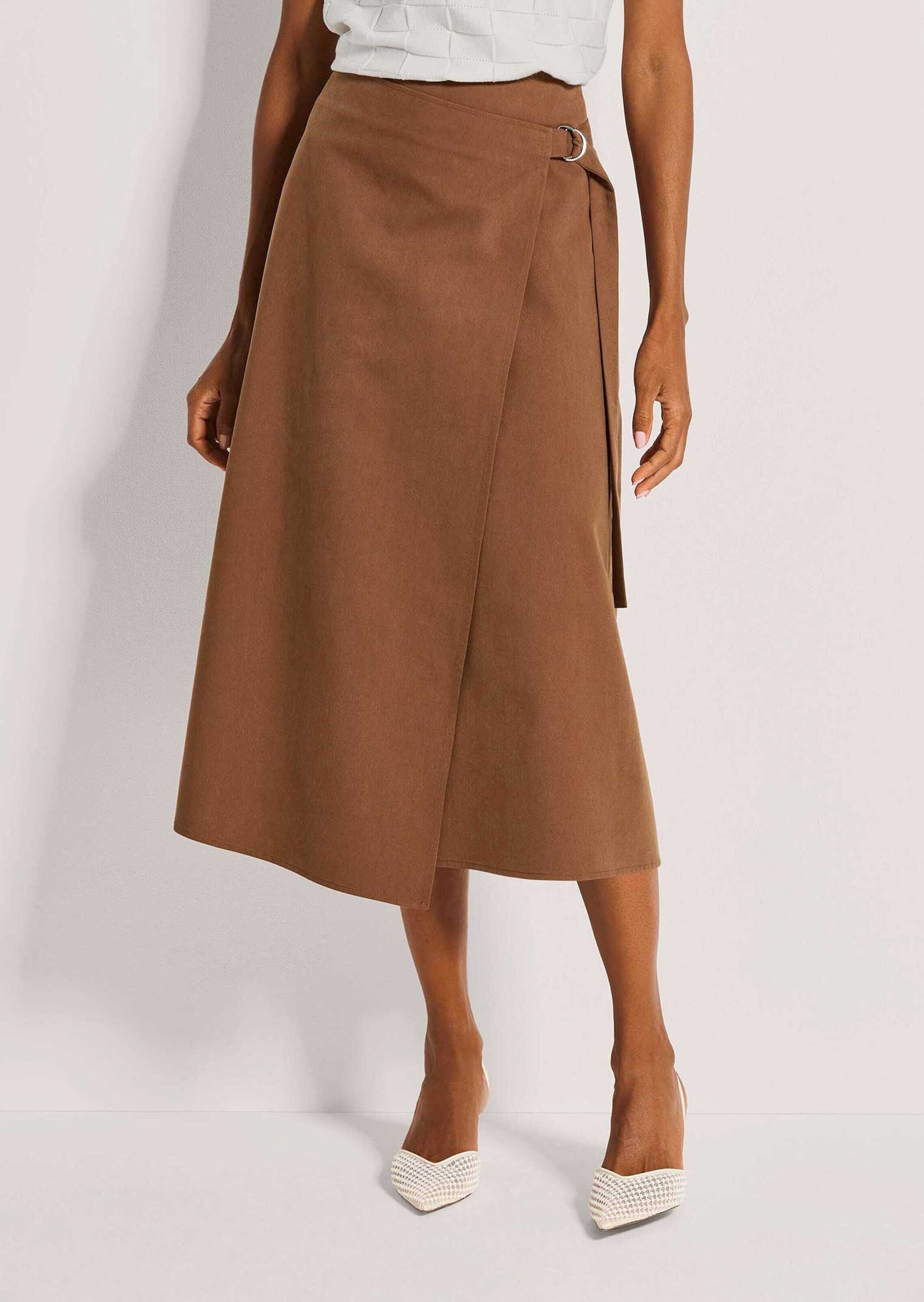 MADELEINE Maxirock Stilvoller Wickelrock mit Bindeband Bundloser Baumwollrock mit Reißverschluss und Wadenlänge