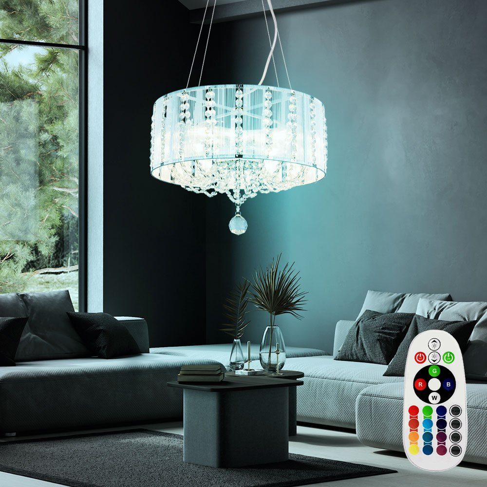 etc-shop LED Pendelleuchte, Leuchtmittel inklusive, Warmweiß, Farbwechsel, Pendellampe RGB LED Hängelampe Kristall Kronleuchter