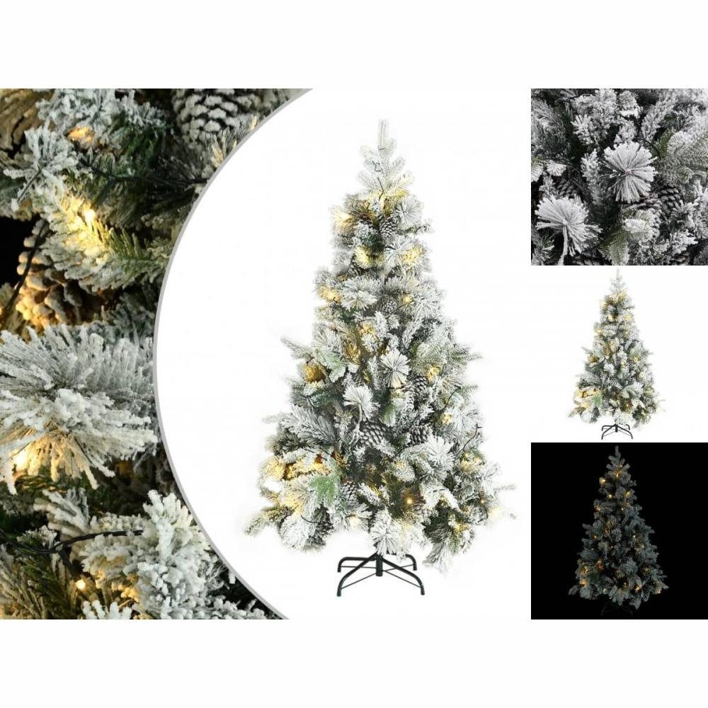 vidaXL Künstlicher Weihnachtsbaum Weihnachtsbaum mit LEDs Zapfen Beschneit 195 cm PVC PE
