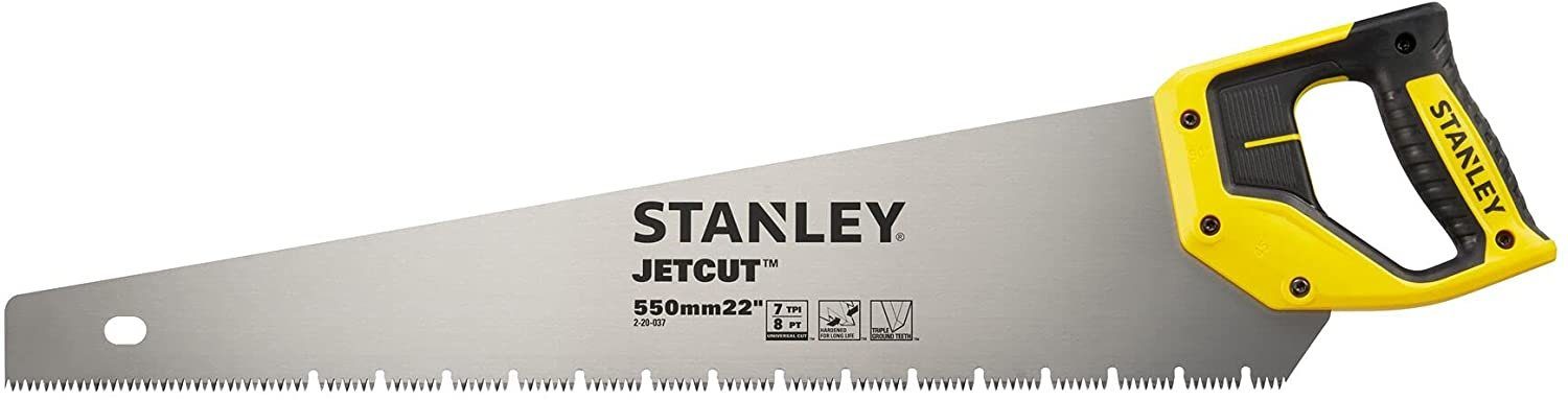 STANLEY Handsäge 2-20-037 Gipskartonsaege Hardpoint-Verzahnung Fuchsschwanz, 2X 7 Länge Jetcut, mm Zoll Inch, / 550