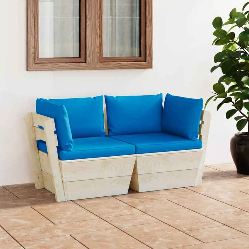 vidaXL Gartenlounge-Set Garten-Palettensofa 2-Sitzer mit Kissen Fichtenholz, (1-tlg)